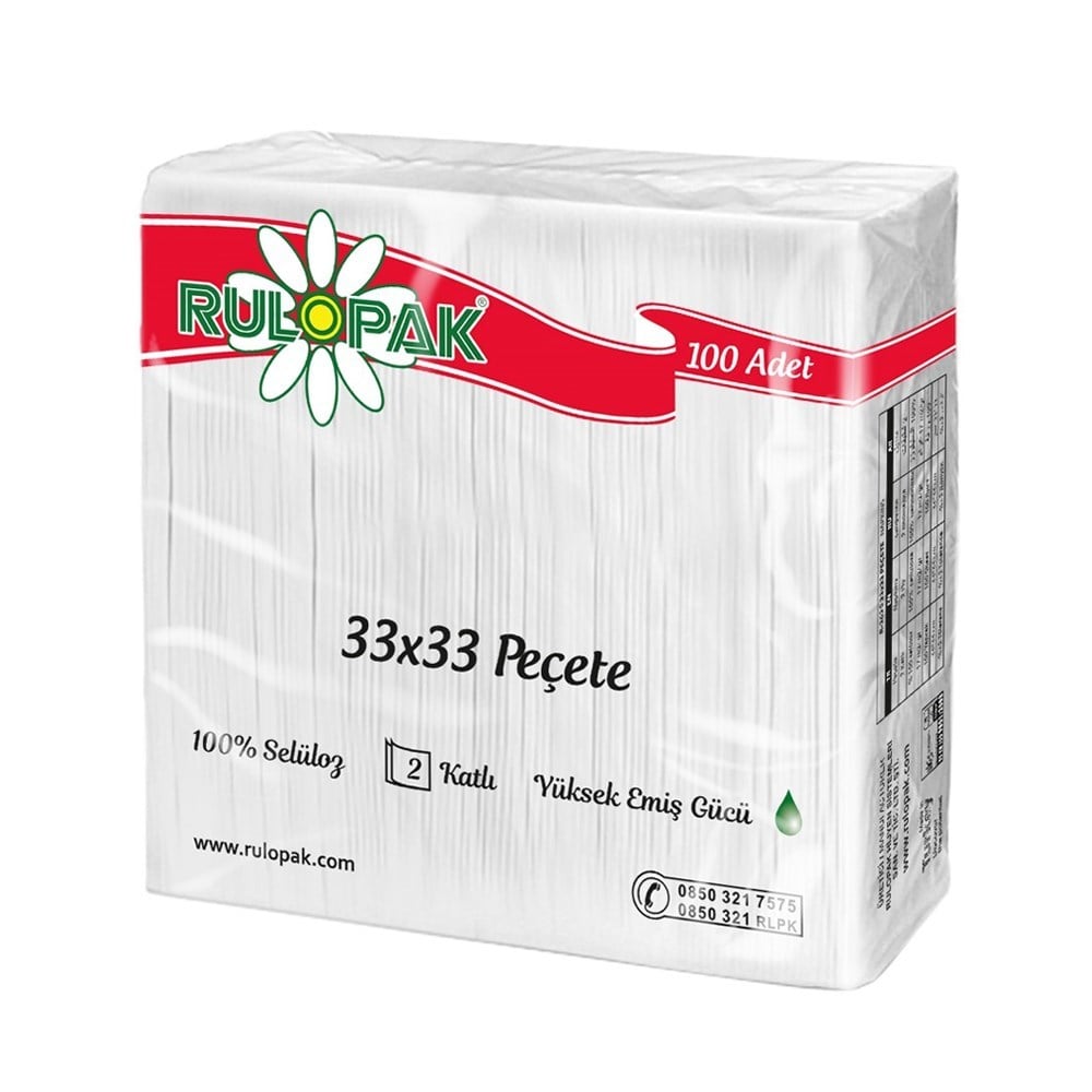 Rulopak 33X33 Garson Katlama Peçete 100 Adet 12'Li Paket