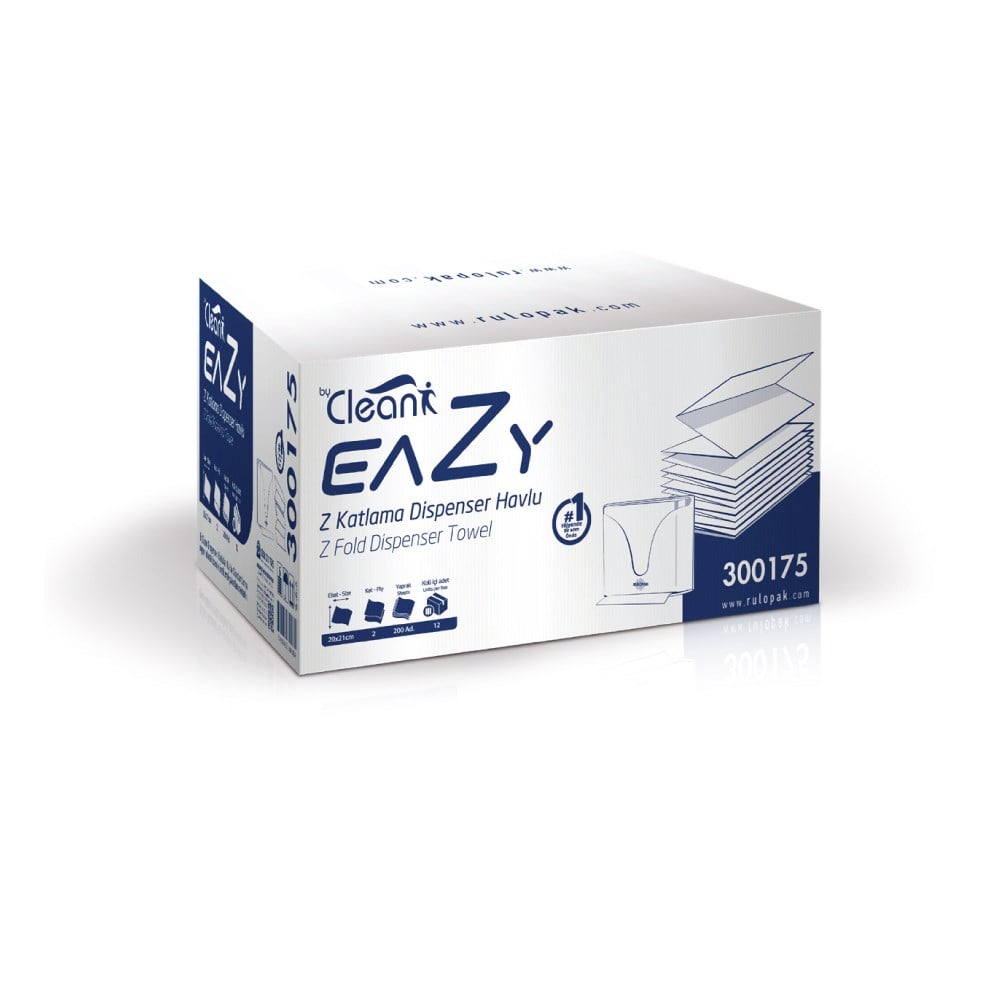 Rulopak By Clean EAZY Z Katlama Havlu Kağıt 200 Yaprak 12'Li Paket