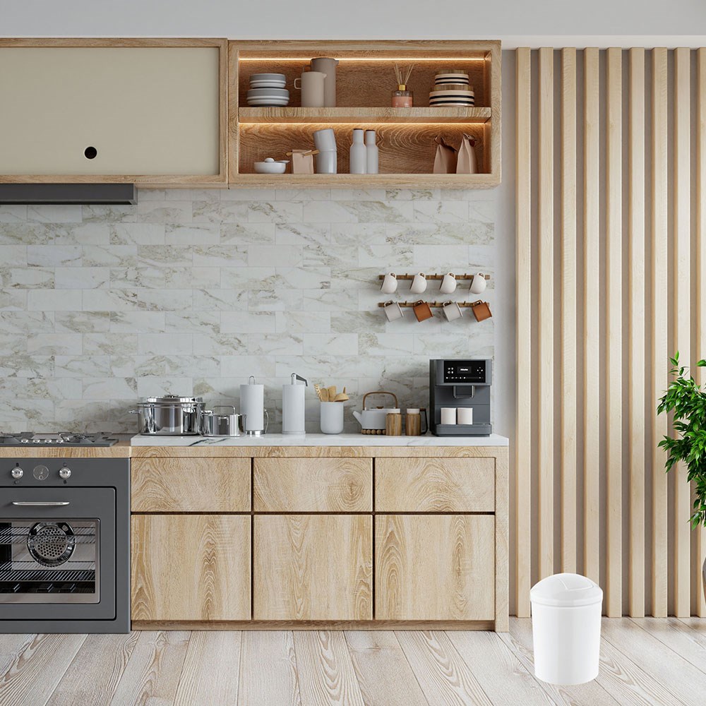 Rulopak Kelebek Kapak Çöp Kovası - Beyaz 15 Lt