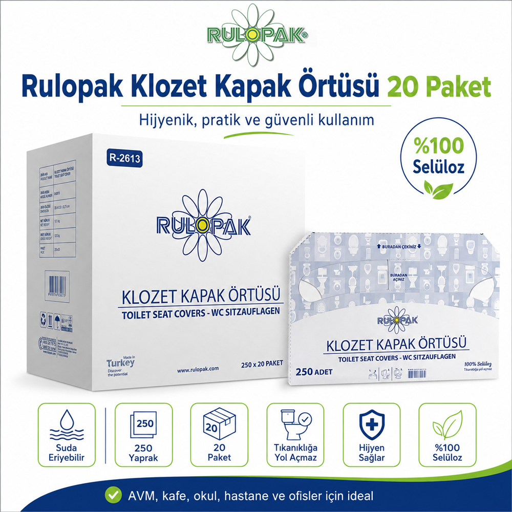 Rulopak Klozet Kapak Örtüsü 20 Paket