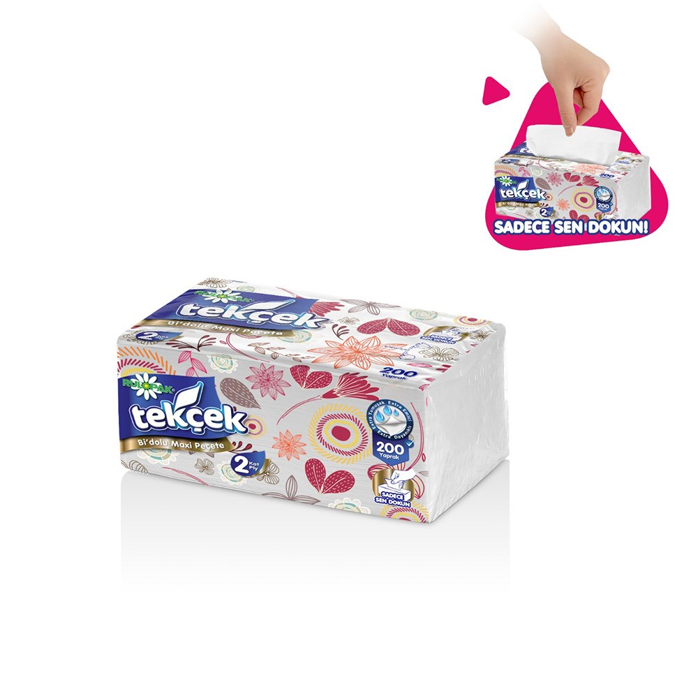 Rulopak Tekçek Bi'Dolu Maxi Peçete 3 Katlı 150 Yaprak 24'Lü Paket