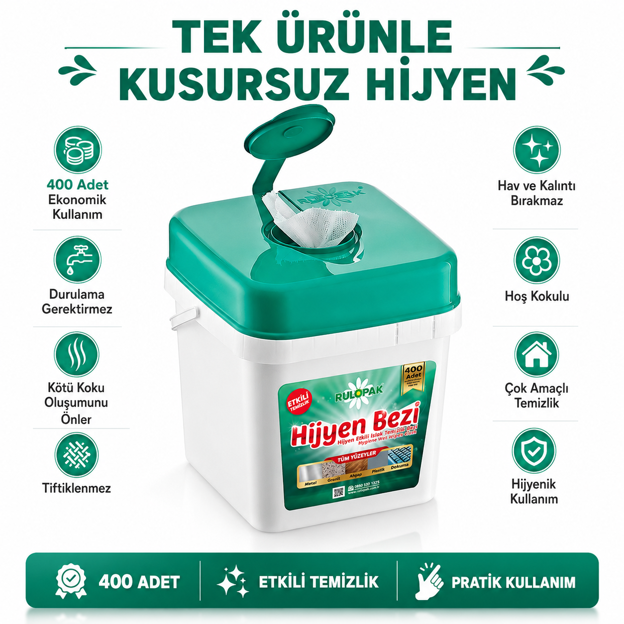 Rulopak Yüzey Temizlik Havlusu 400 Adet