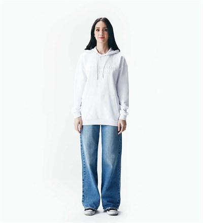 VARSAYALIM YOKUM KAPÜŞONLU BEYAZ SWEATSHIRT