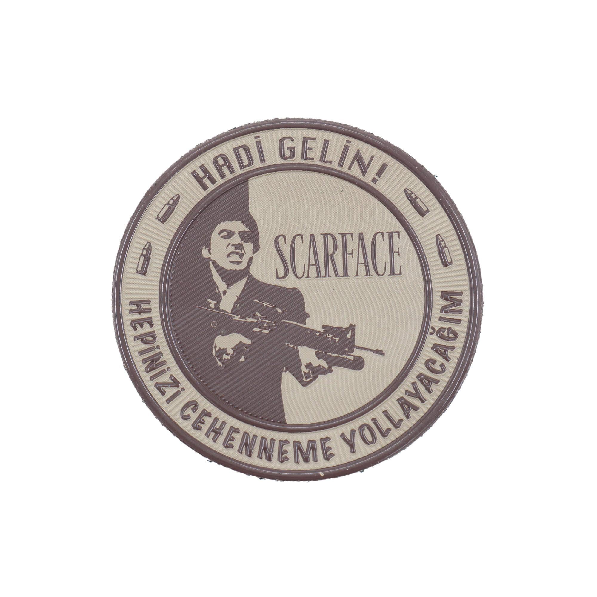 Scarface PVC Cırtlı Yama 7 cm – Taktik Yama | Askeri Tarz Patch | Peç Modelleri ve Fiyatları
