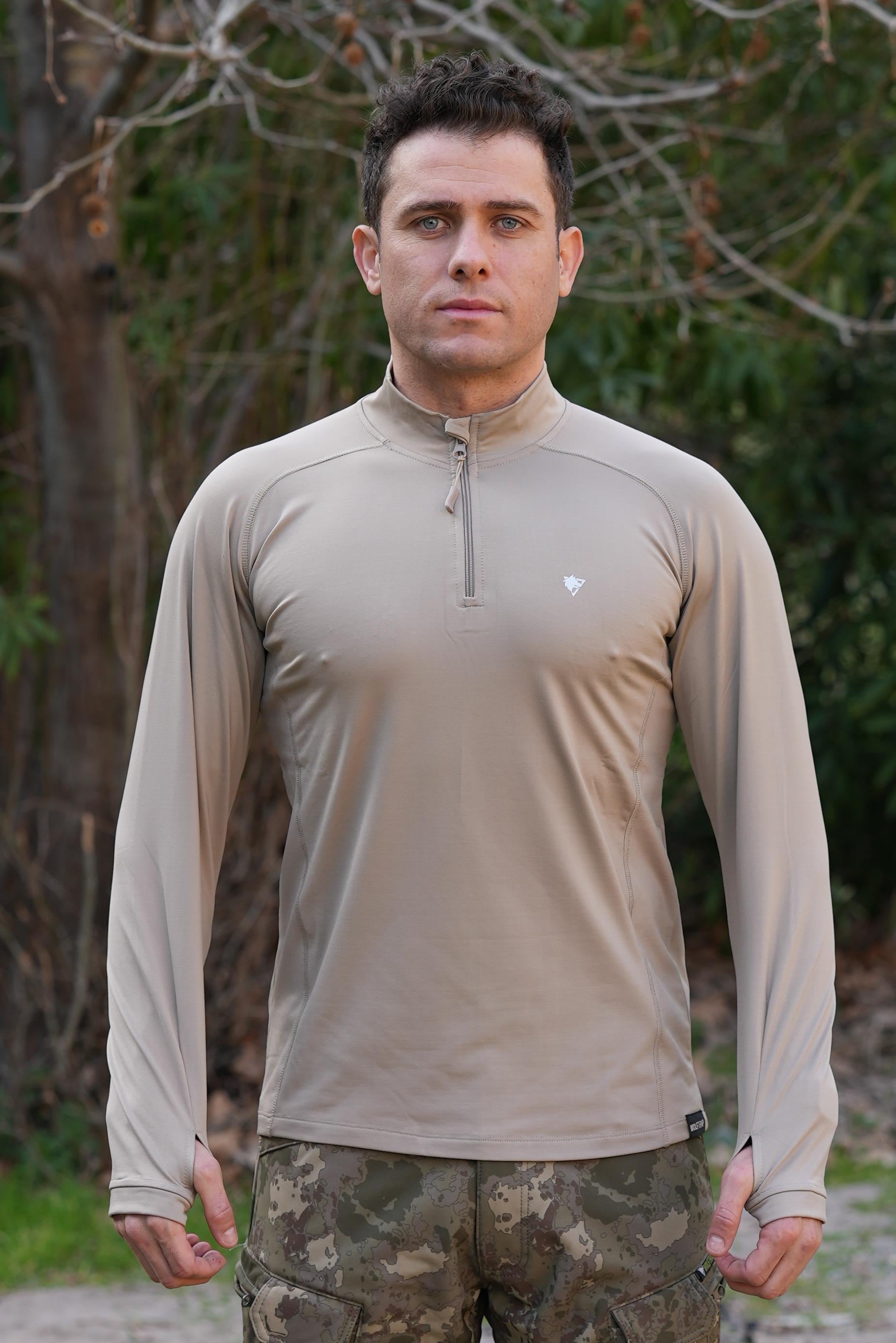 Wolftrap Mikro Çeyrek Fermuarlı Uzun Kollu Sweatshirt KUM