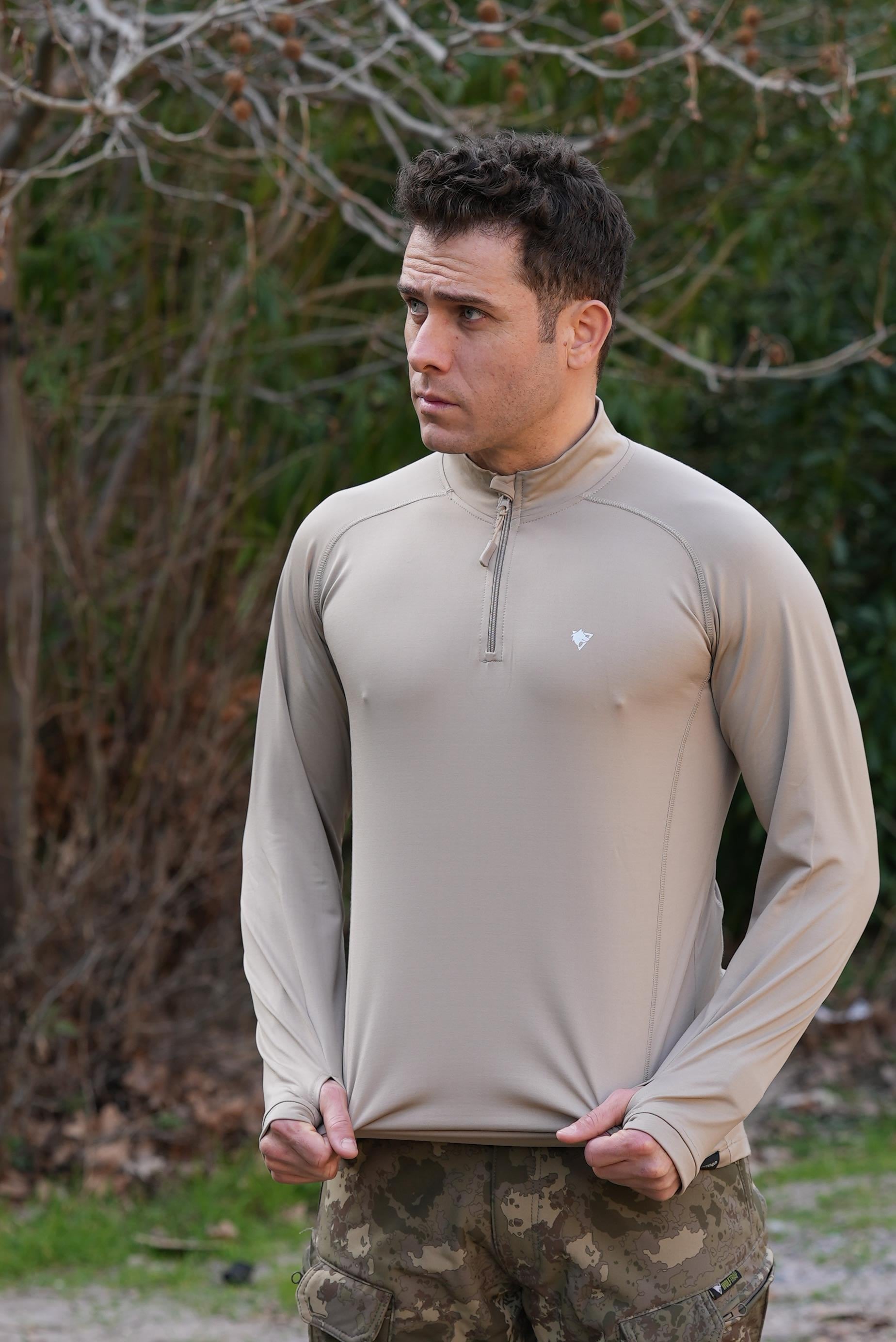 Wolftrap Mikro Çeyrek Fermuarlı Uzun Kollu Sweatshirt KUM