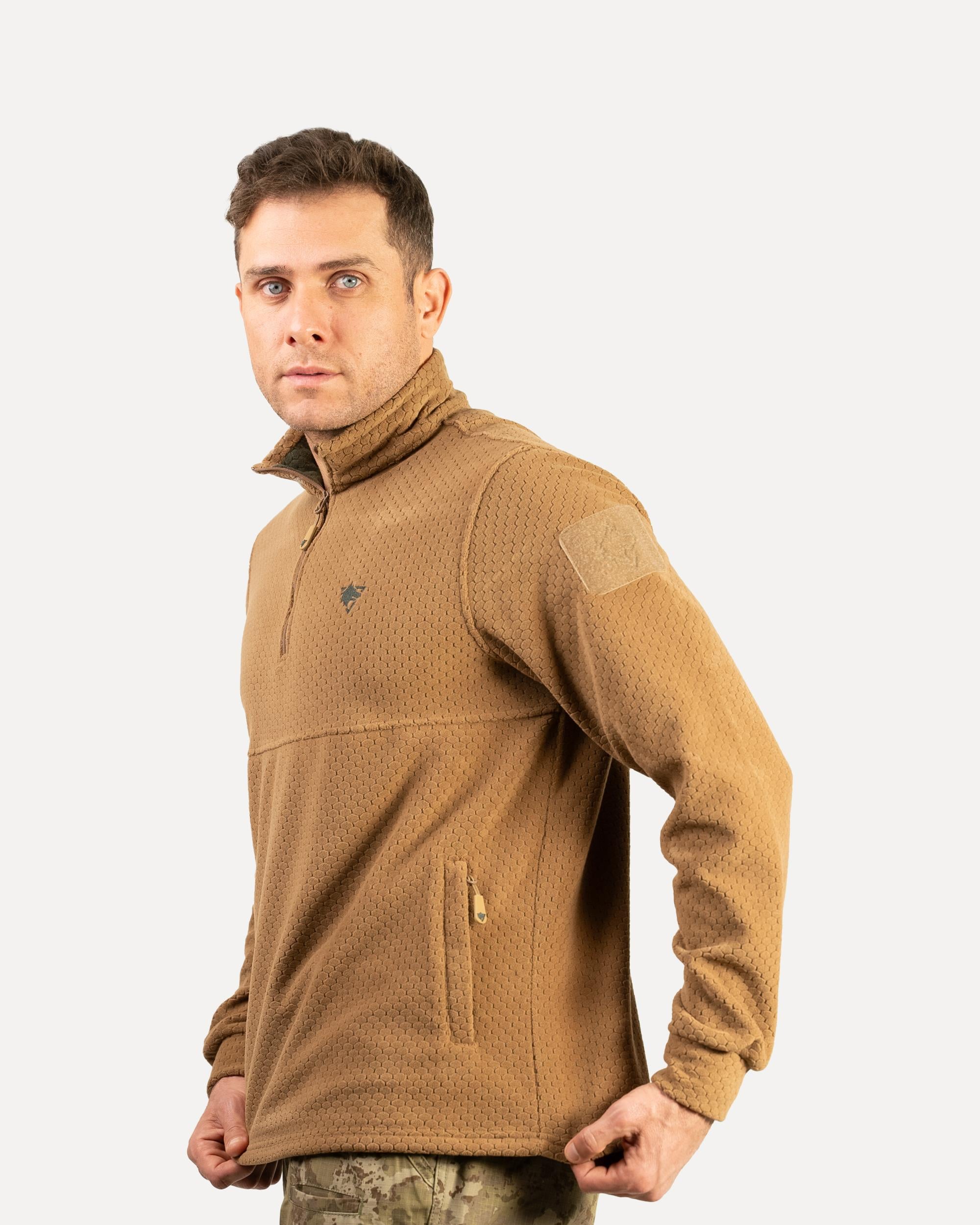 Wolftrap Tactical Yalaz Balıkçı Yaka Bej Taktik Polar Kazak | Wolftrap Taktik Polar Sweatshirt | Taktik Polar