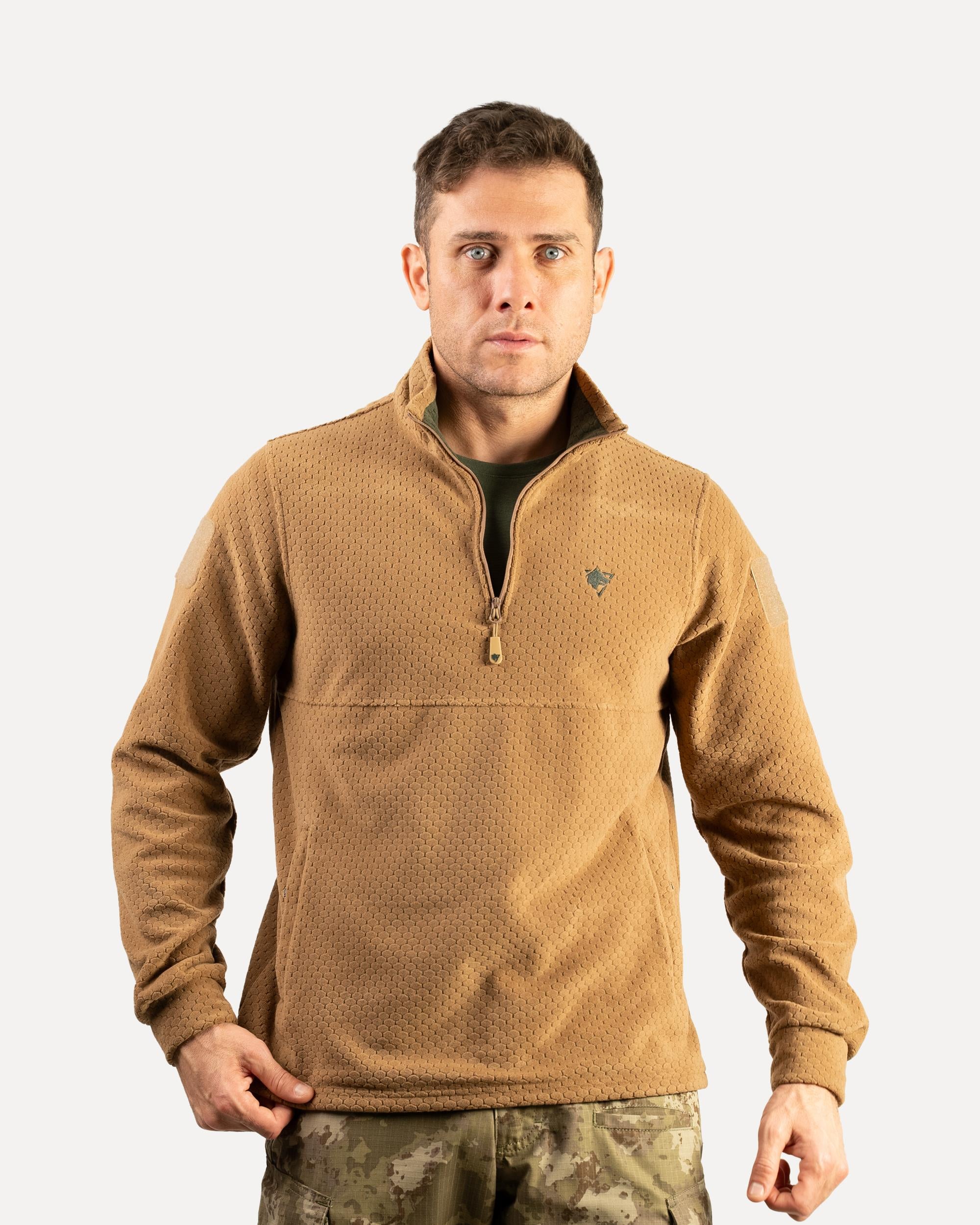 Wolftrap Tactical Yalaz Balıkçı Yaka Bej Taktik Polar Kazak | Wolftrap Taktik Polar Sweatshirt | Taktik Polar
