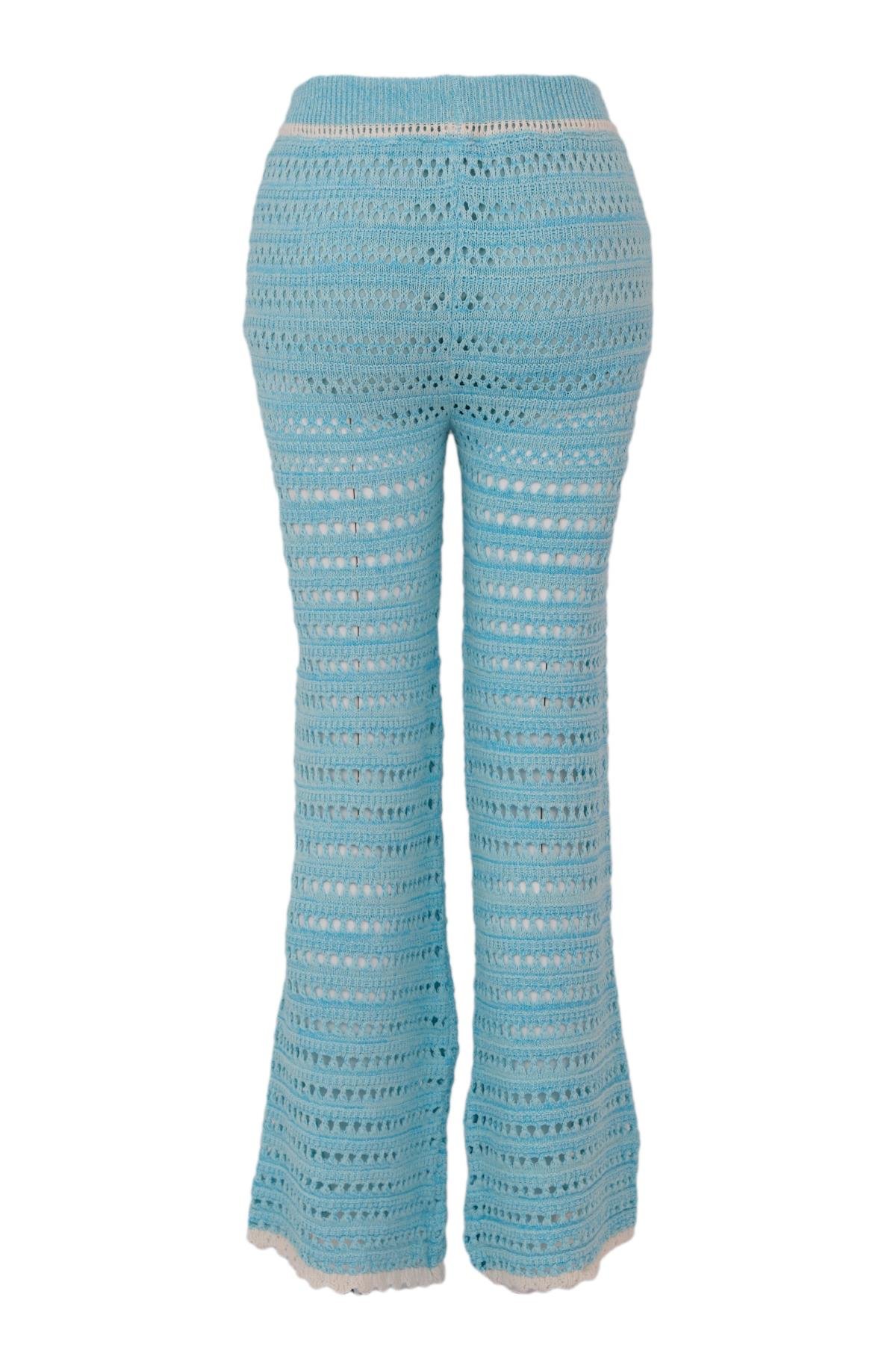 Ajur Desenli Triko Pantalon - Aqua