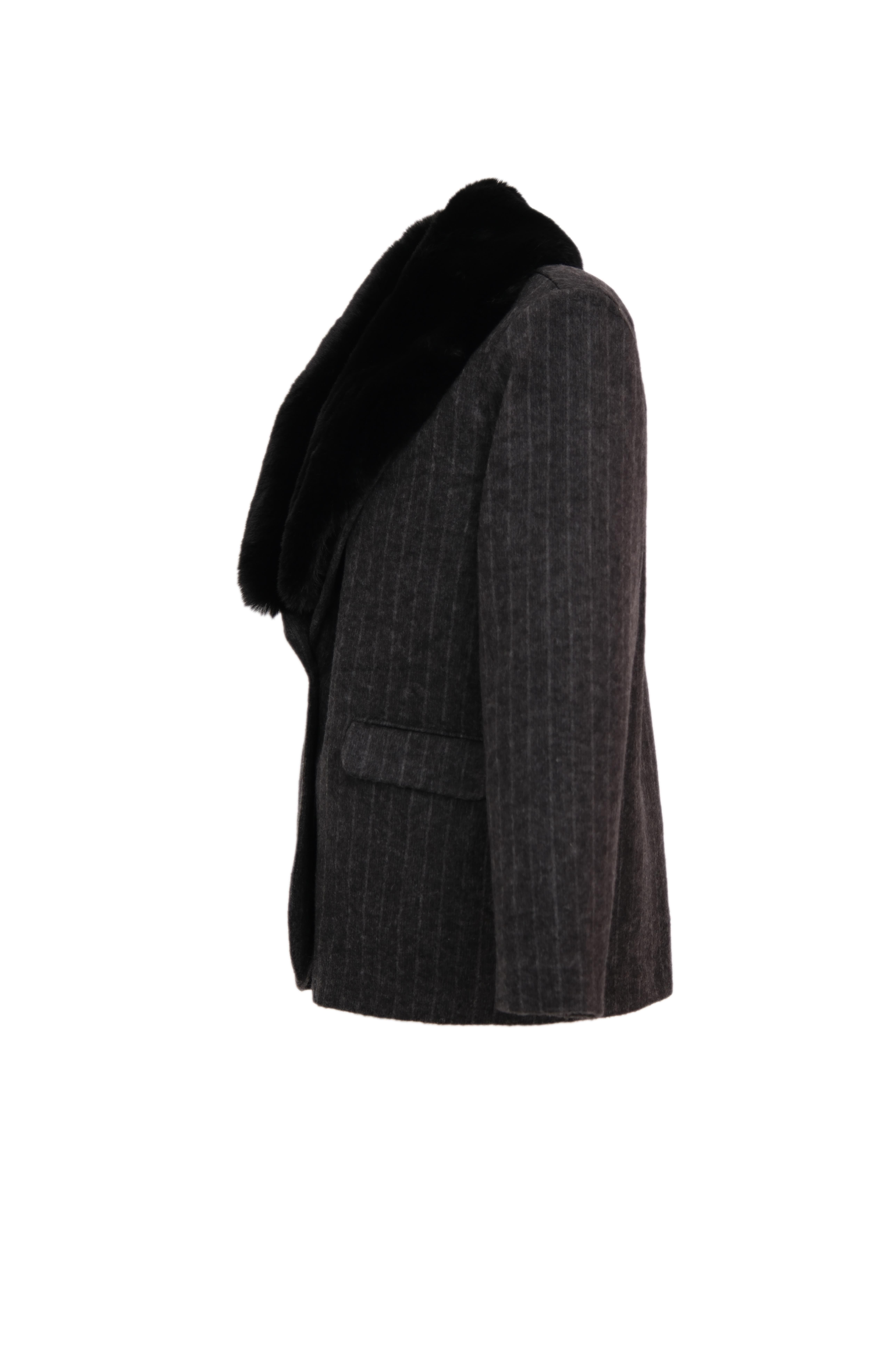 BUTTON Çizgili Kaşe Ceket - Siyah