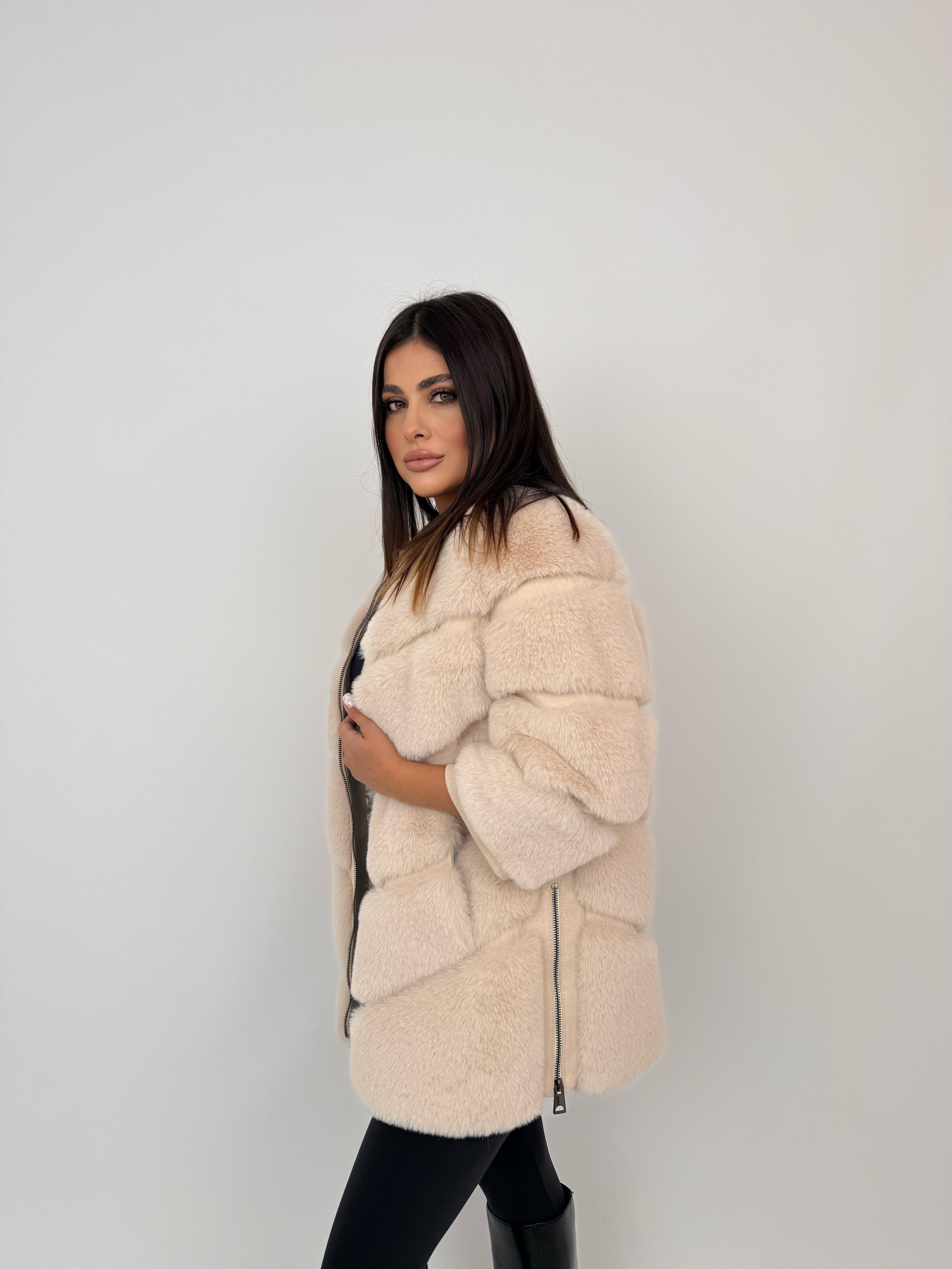 Classic Suni Kürk Ceket - Bej