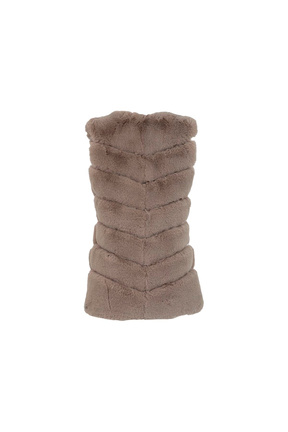 Classic Suni Kürk Yelek - Taş