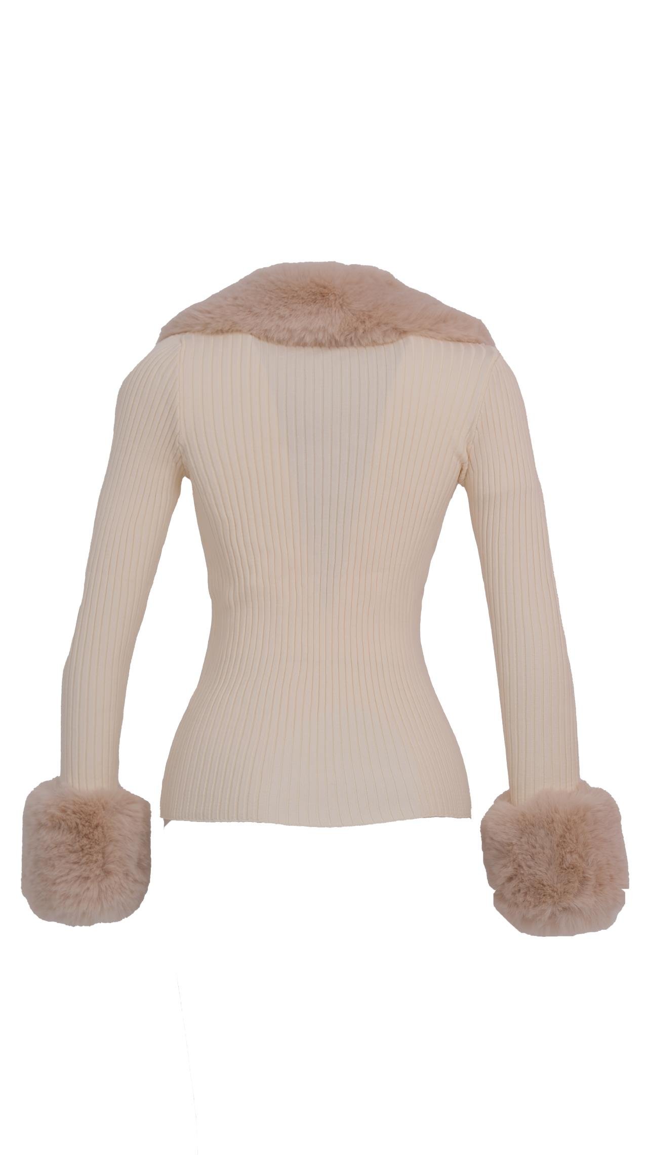 GALLER Kürklü Triko Hırka - Bej