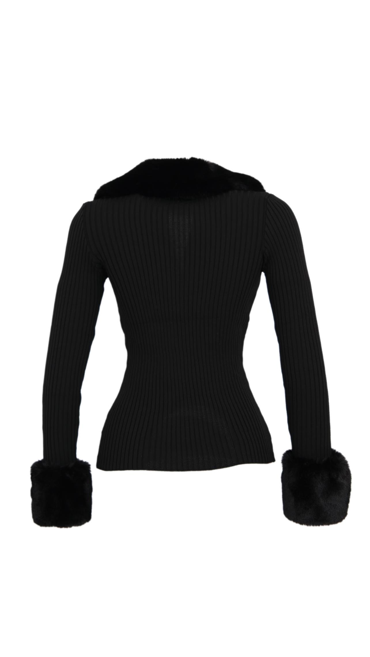 GALLER Kürklü Triko Hırka - Siyah