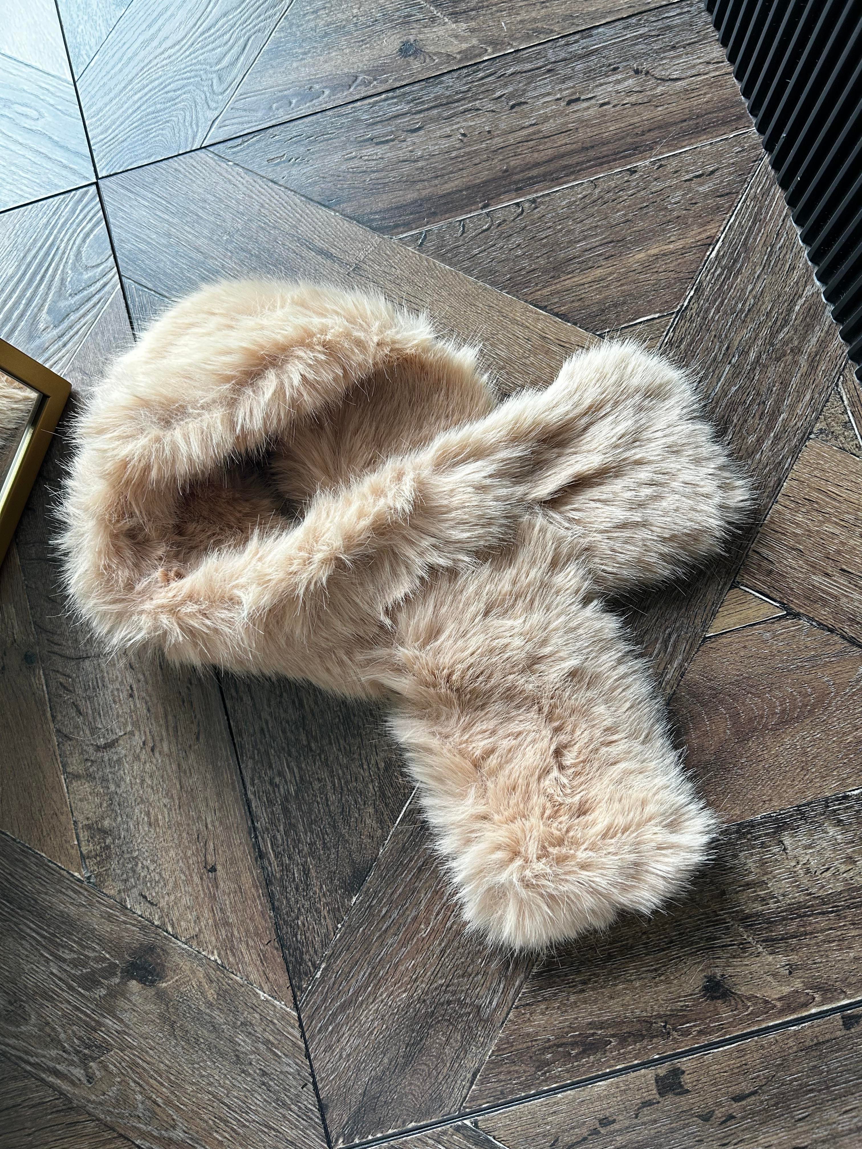 JF İçten Geçmeli Kürk Atkı - Camel