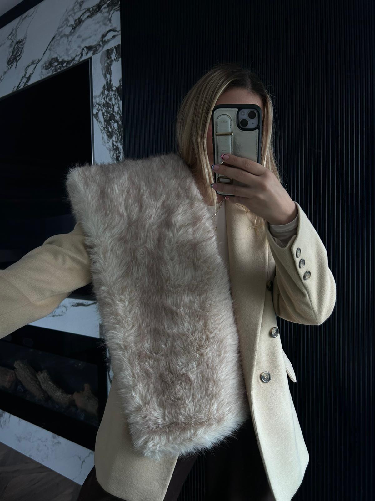 JF İçten Geçmeli Kürk Boyunluk - Bej