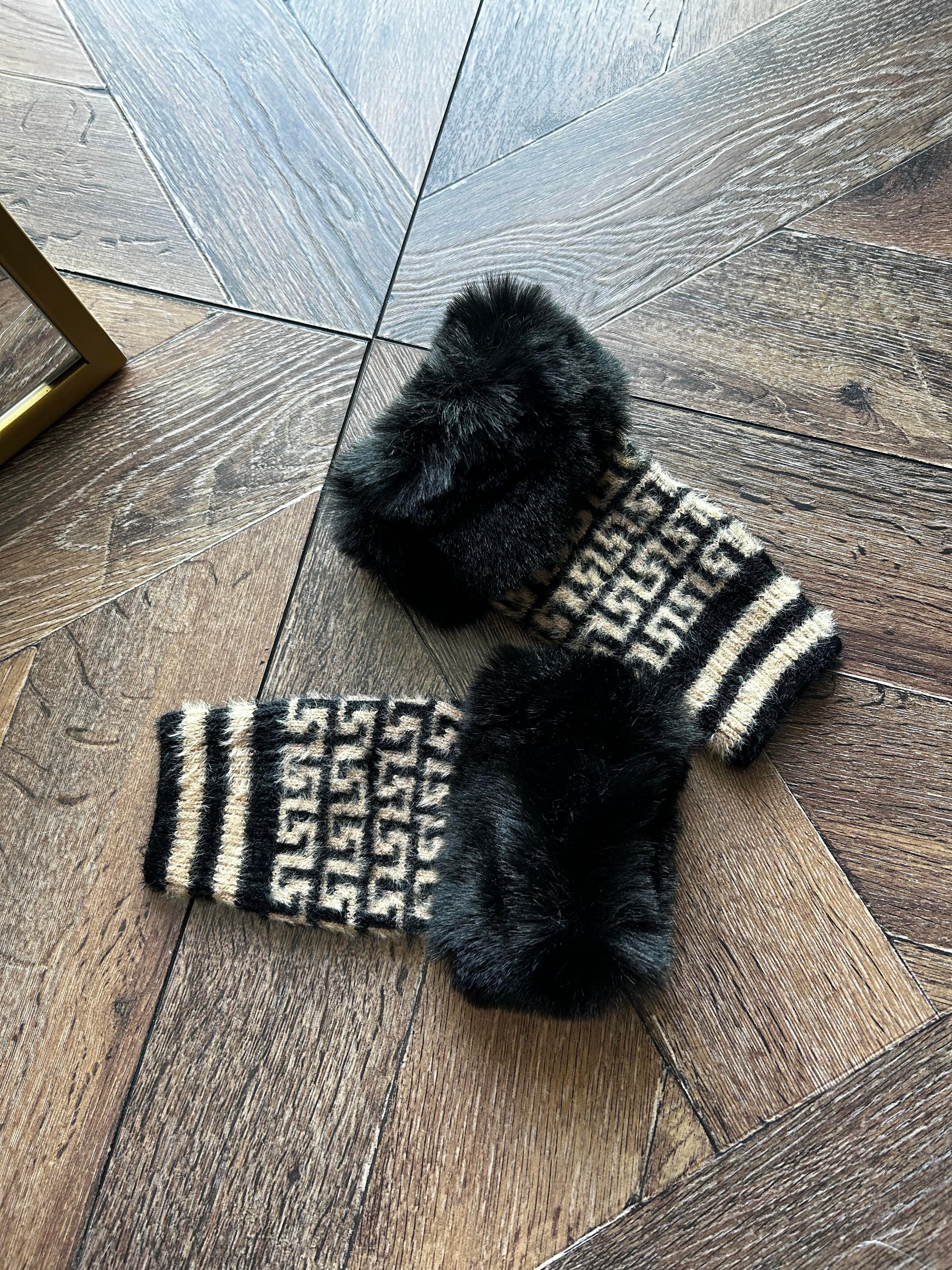 JF Kürklü Desenli Kesik Eldiven - Orjinal