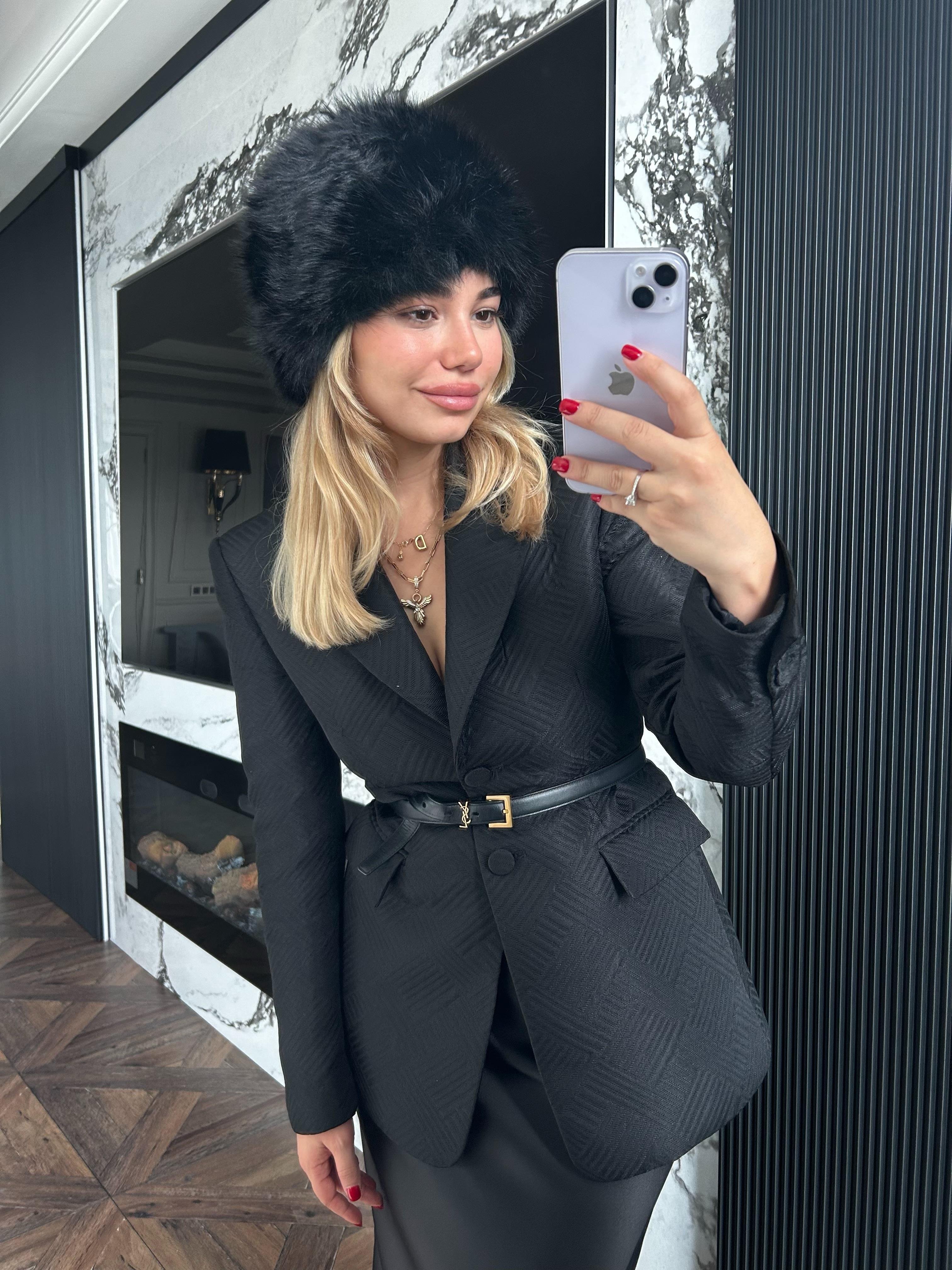 JF Kürklü Kalpak Şapka - Siyah