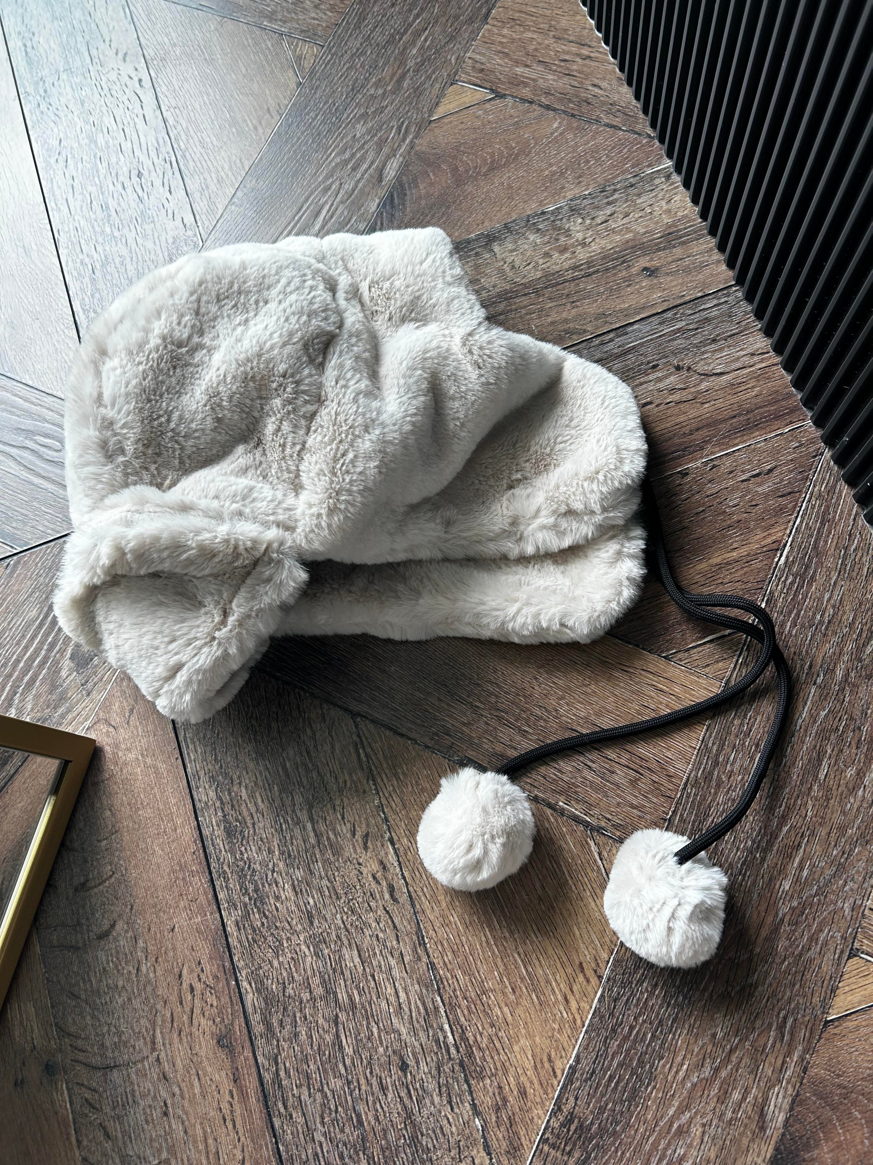 JF Kürklü Kulaklıklı Pilot Şapka - Bej