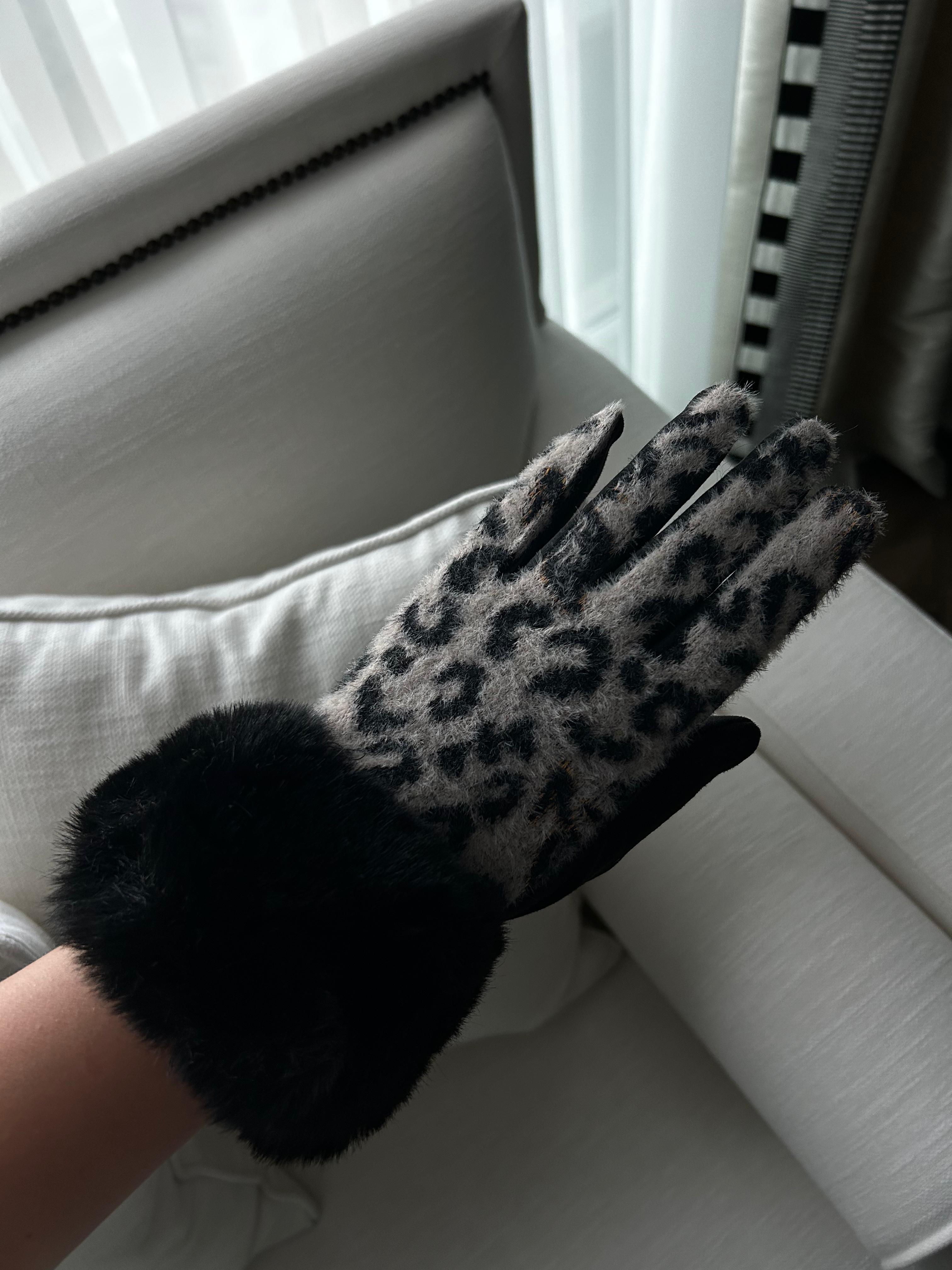 JF Kürklü Leopar Eldiven - Orjinal