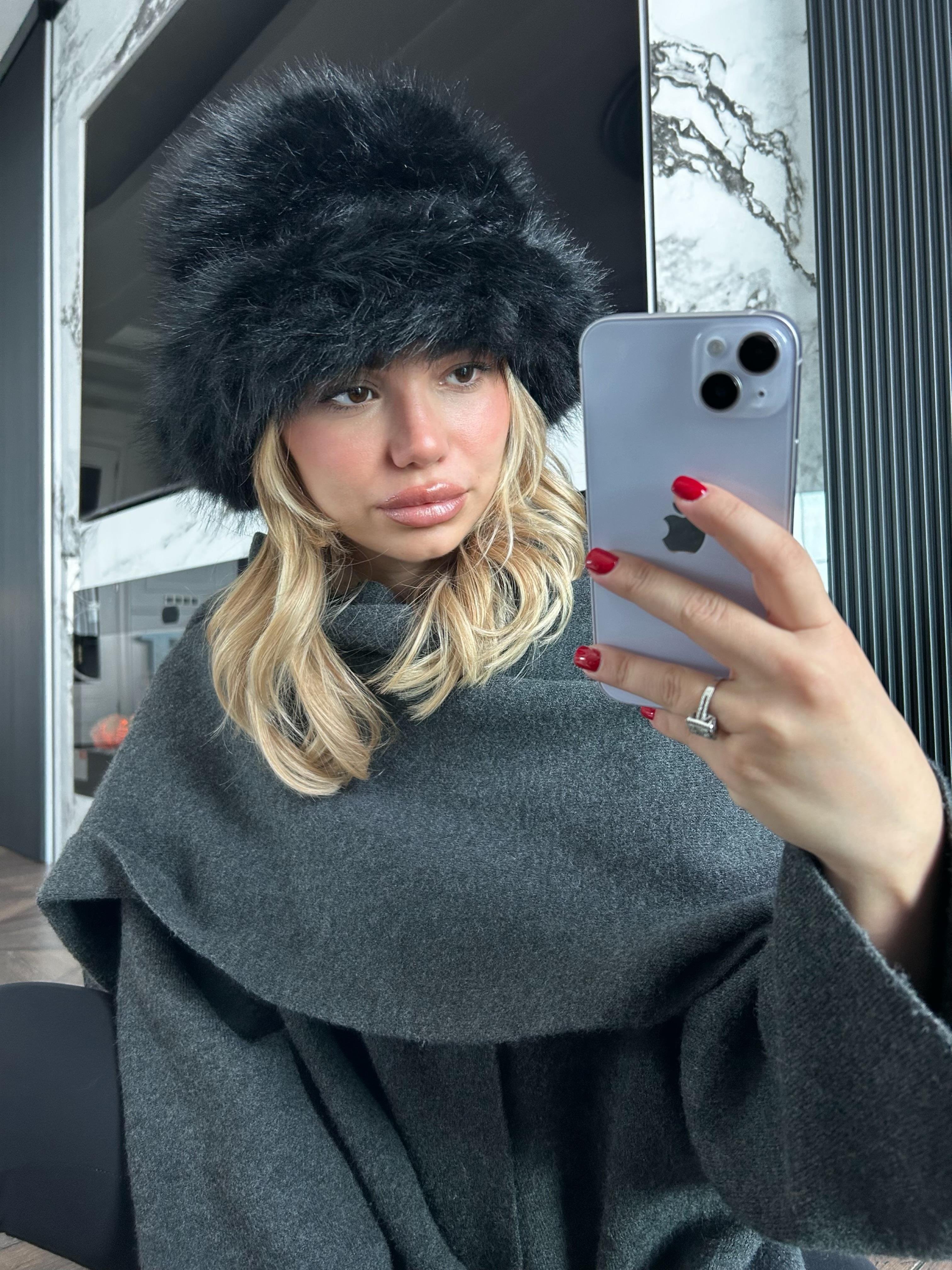 JF Peluş Bucket Şapka - Siyah