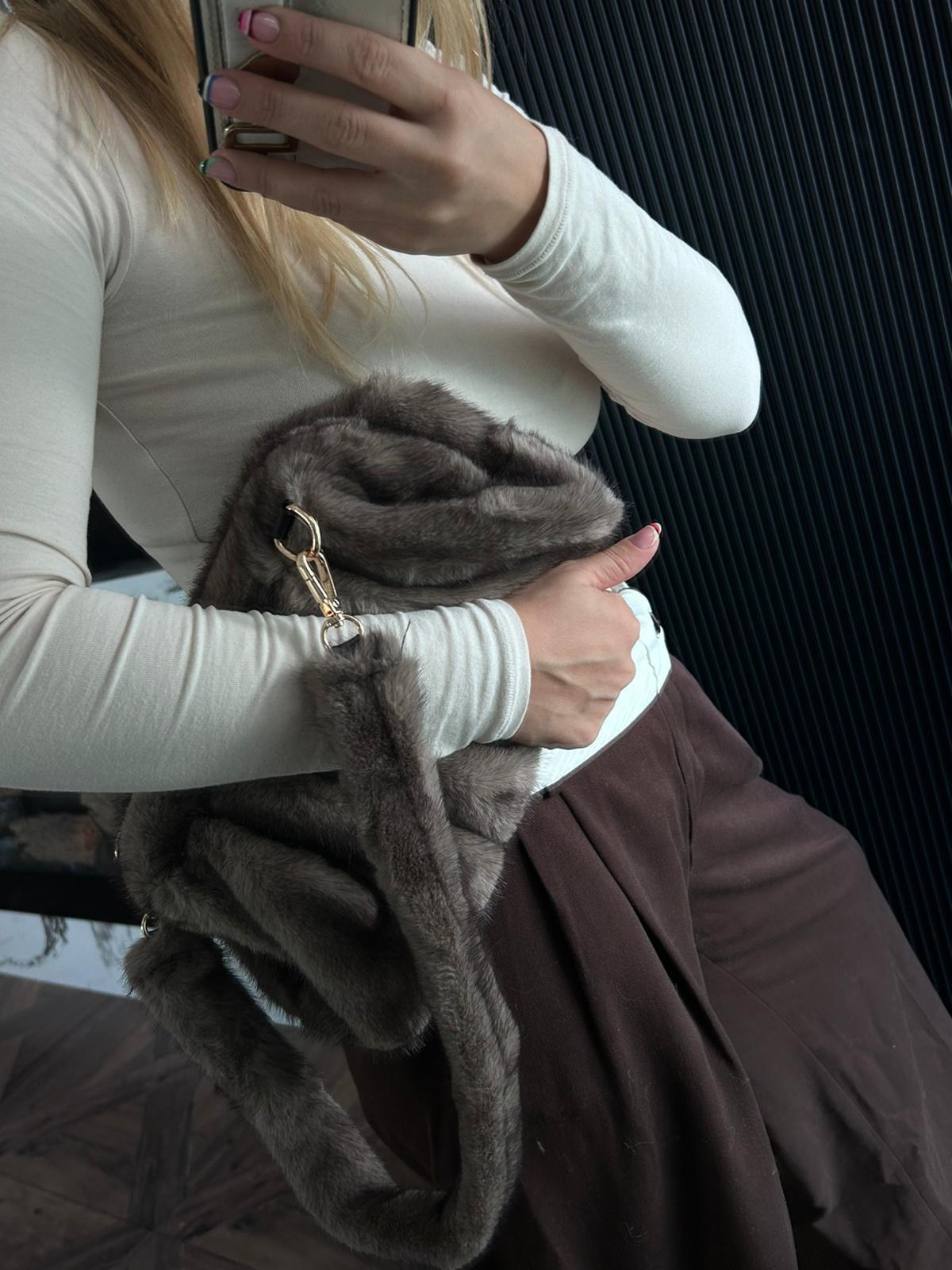 JF Peluş El Çantası - Vizon