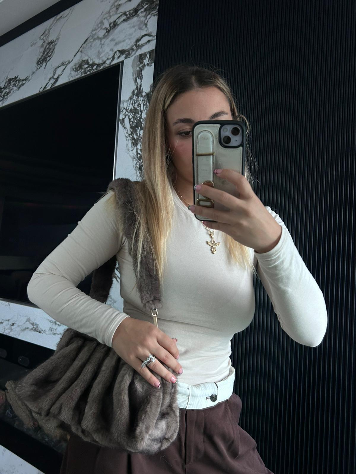 JF Peluş El Çantası - Vizon