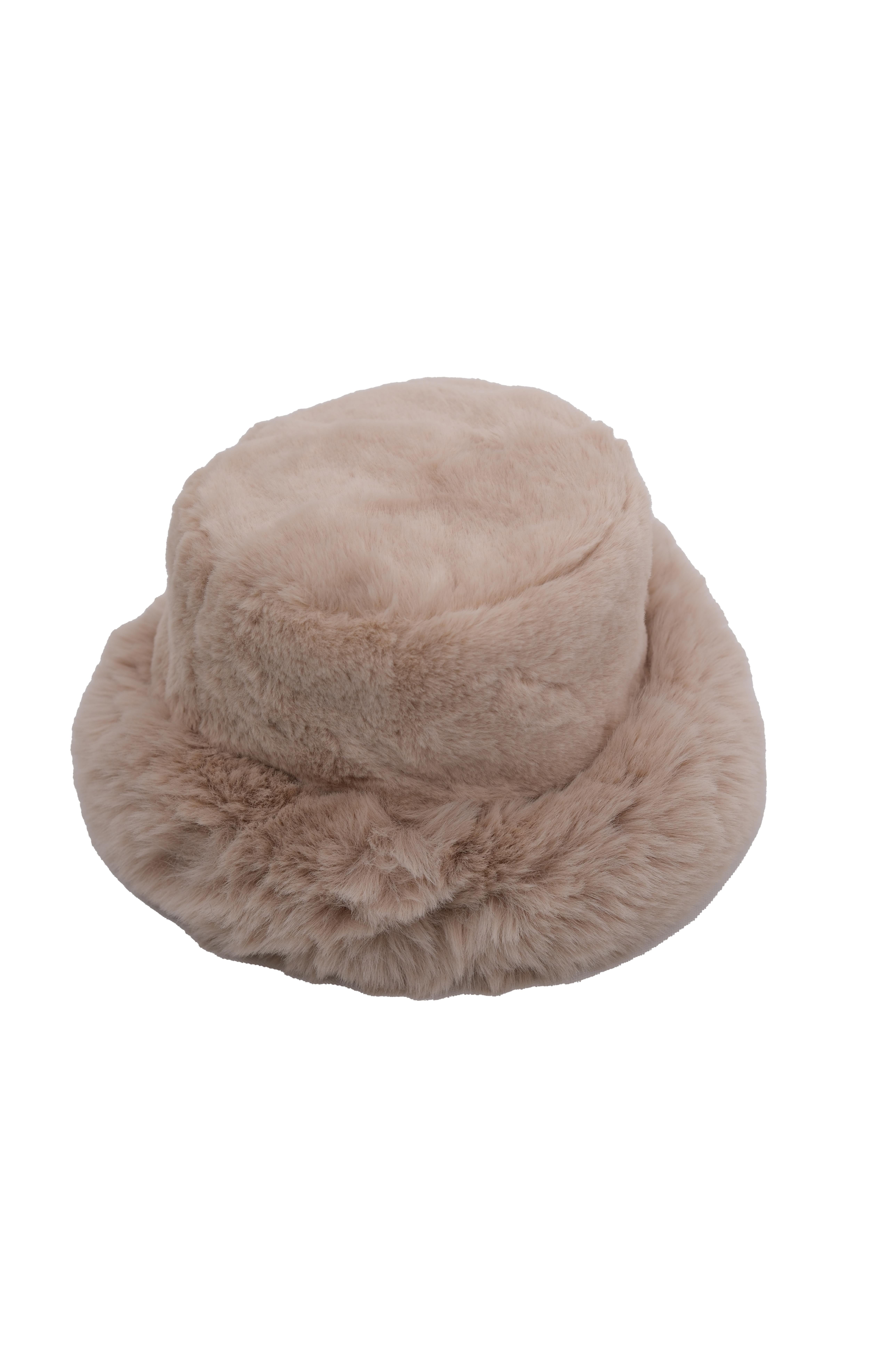 JF Tüylü Bucket Şapka - Bej