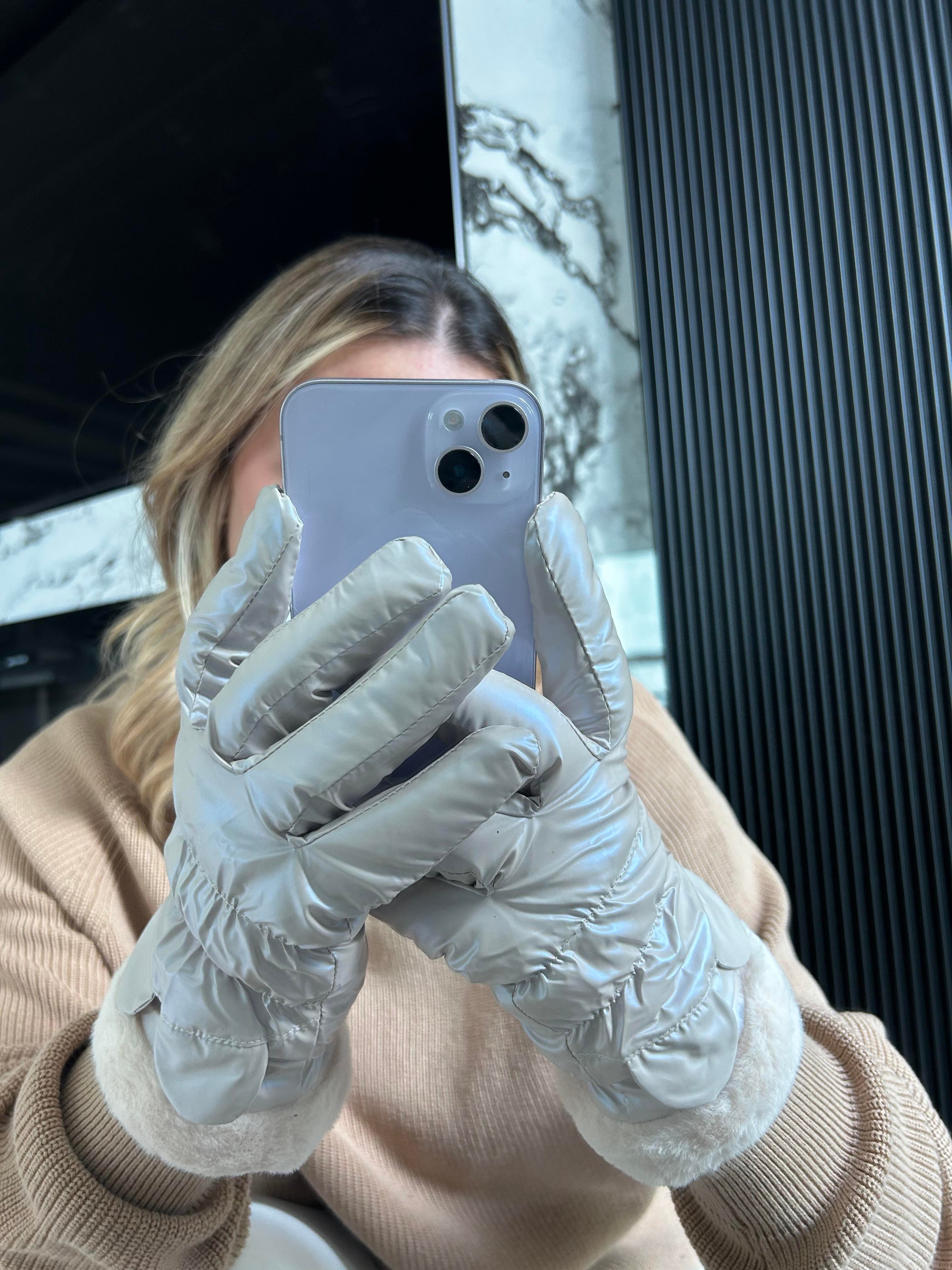 JF Yağmurluk Kumaş Kürklü Eldiven - Bej