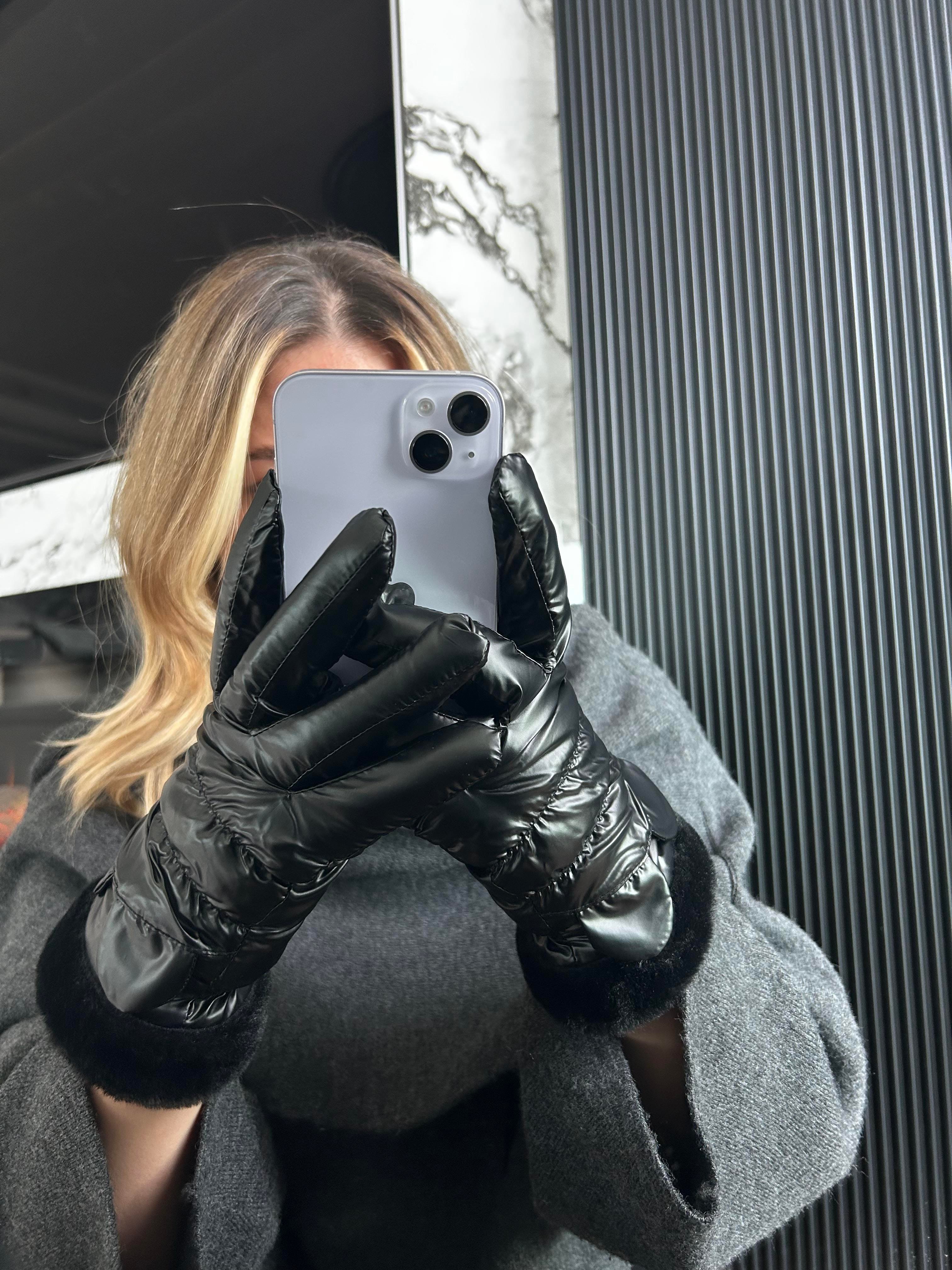 JF Yağmurluk Kumaş Kürklü Eldiven - Siyah