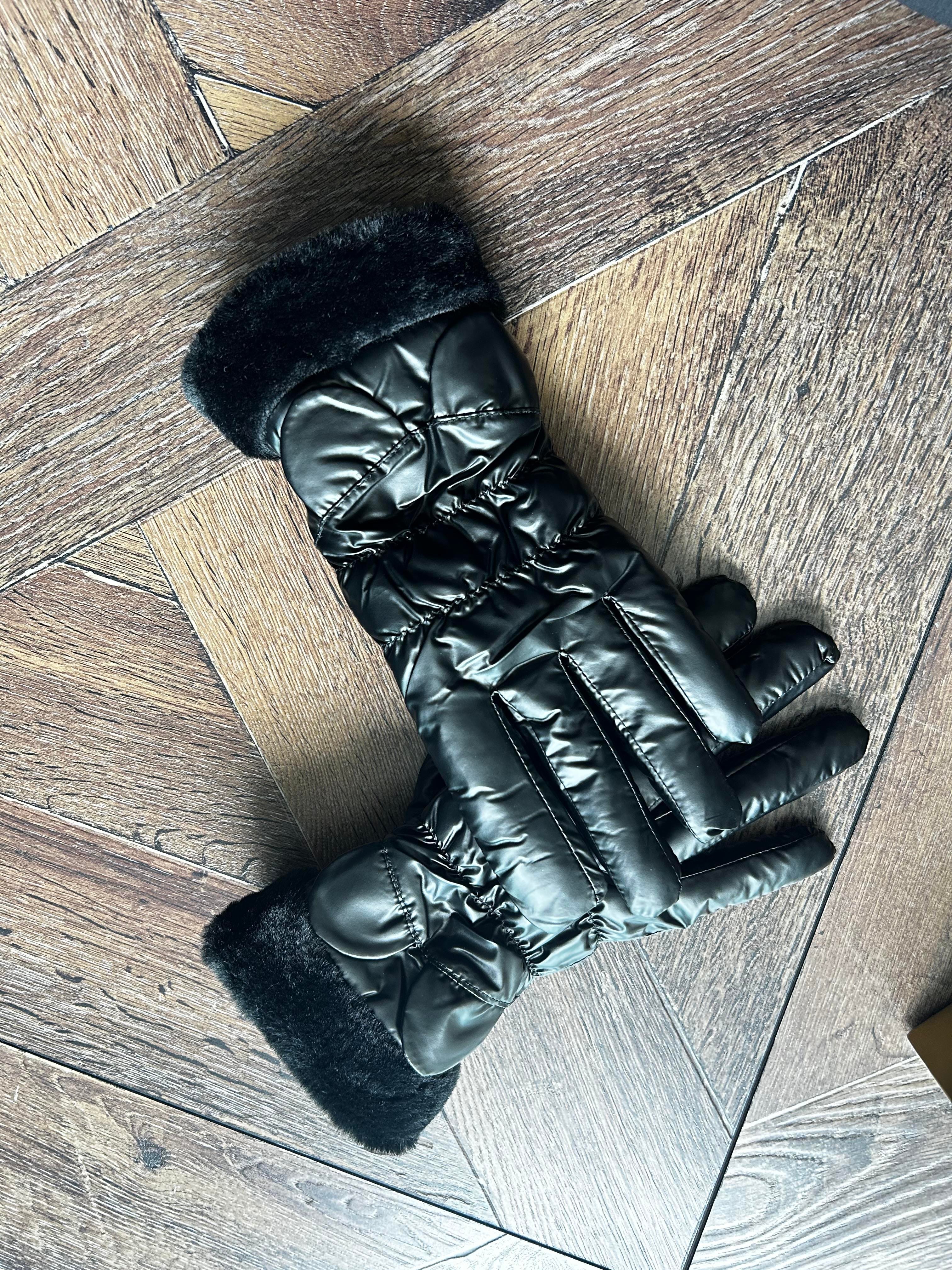 JF Yağmurluk Kumaş Kürklü Eldiven - Siyah