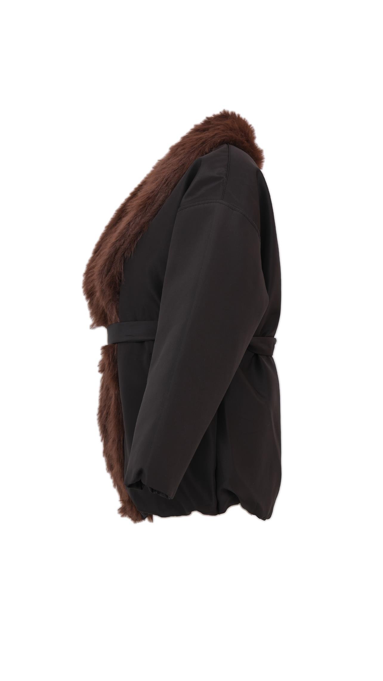 LISA Kürklü Şişme Mont - Siyah