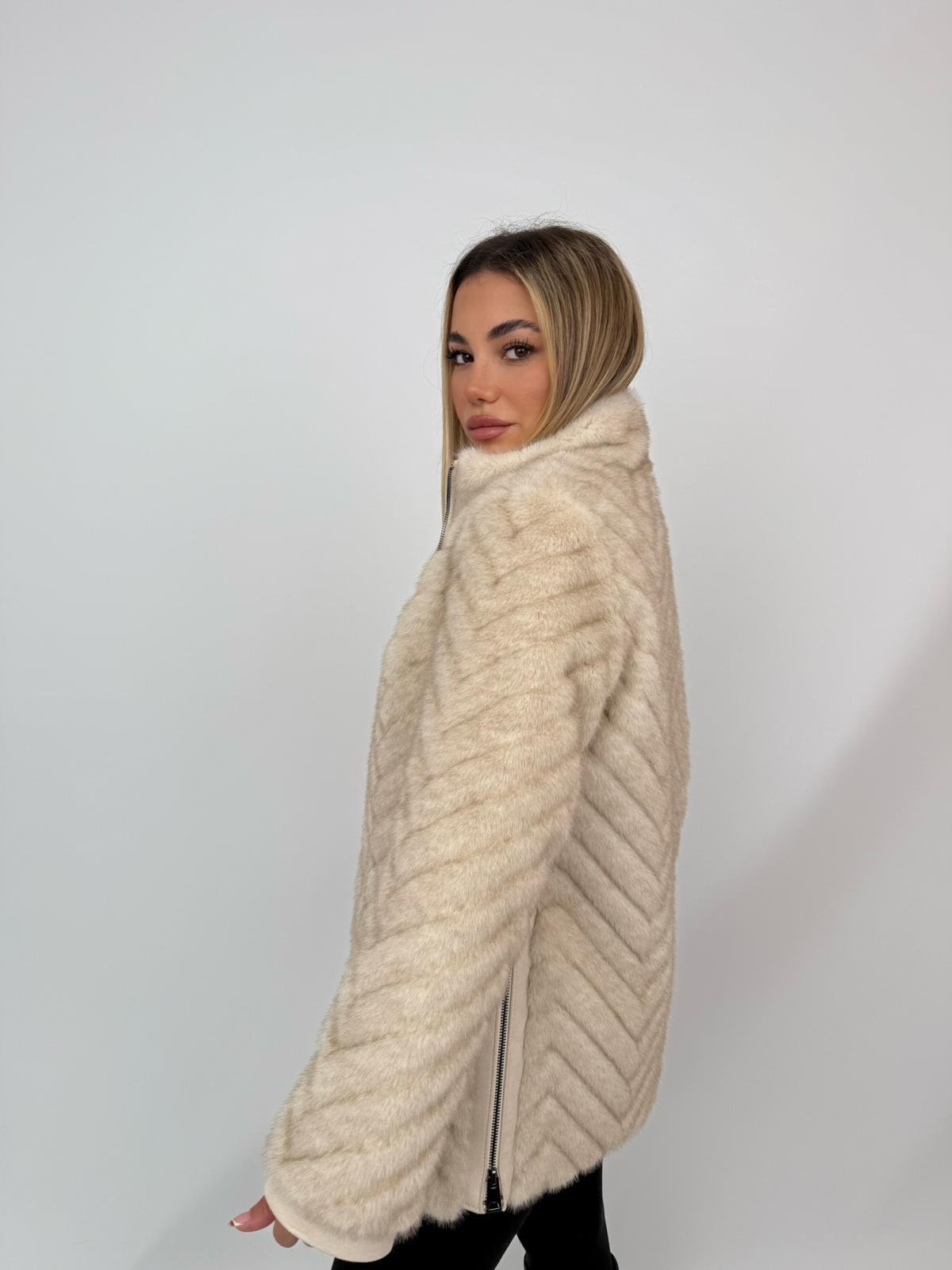 LIXUE Suni Kürk Ceket - Bej