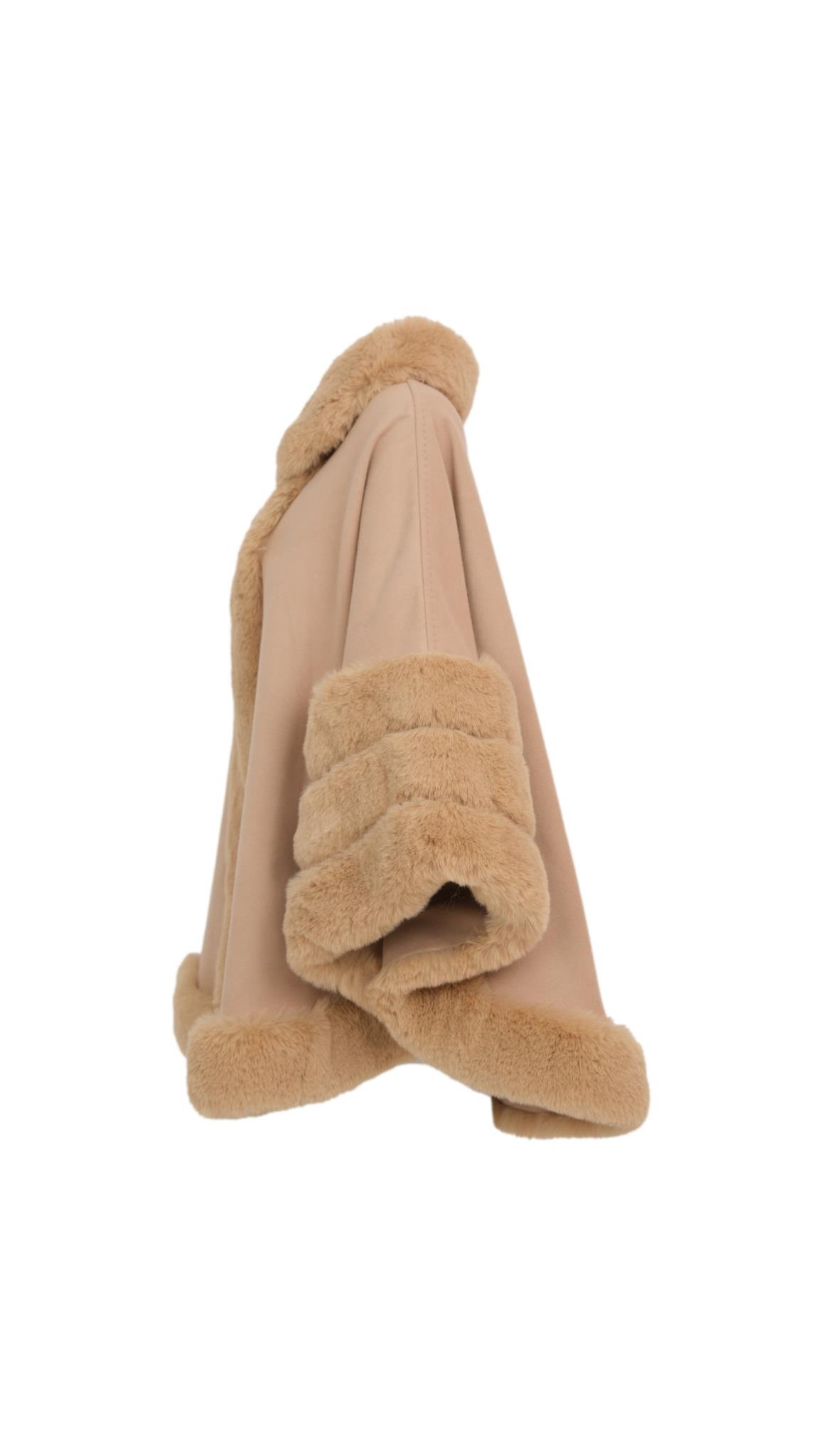 MARCELA Kürklü Kaşmir Panço - Camel