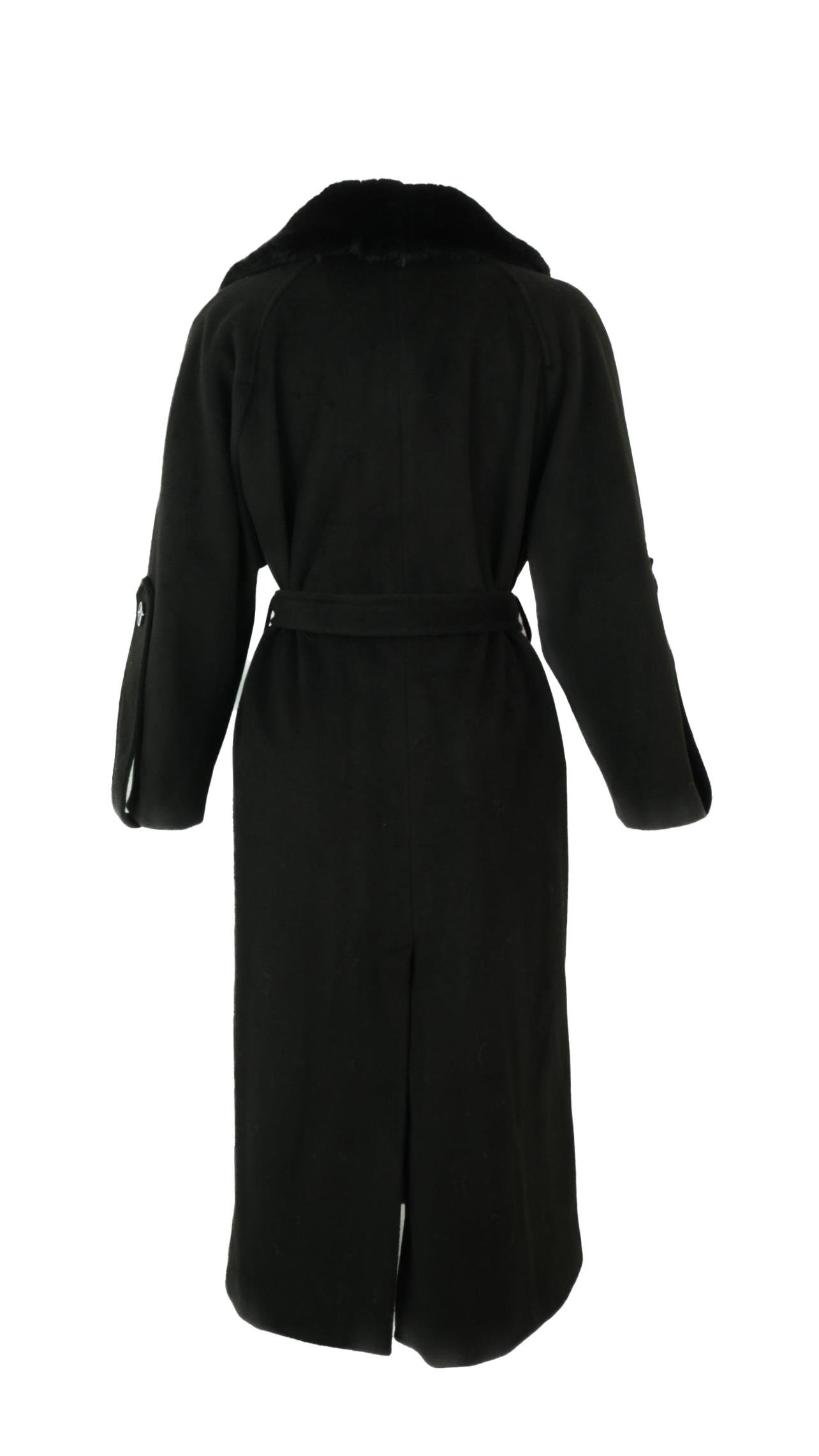 NANDO Yakası Kürklü Oversize Kaban - Siyah