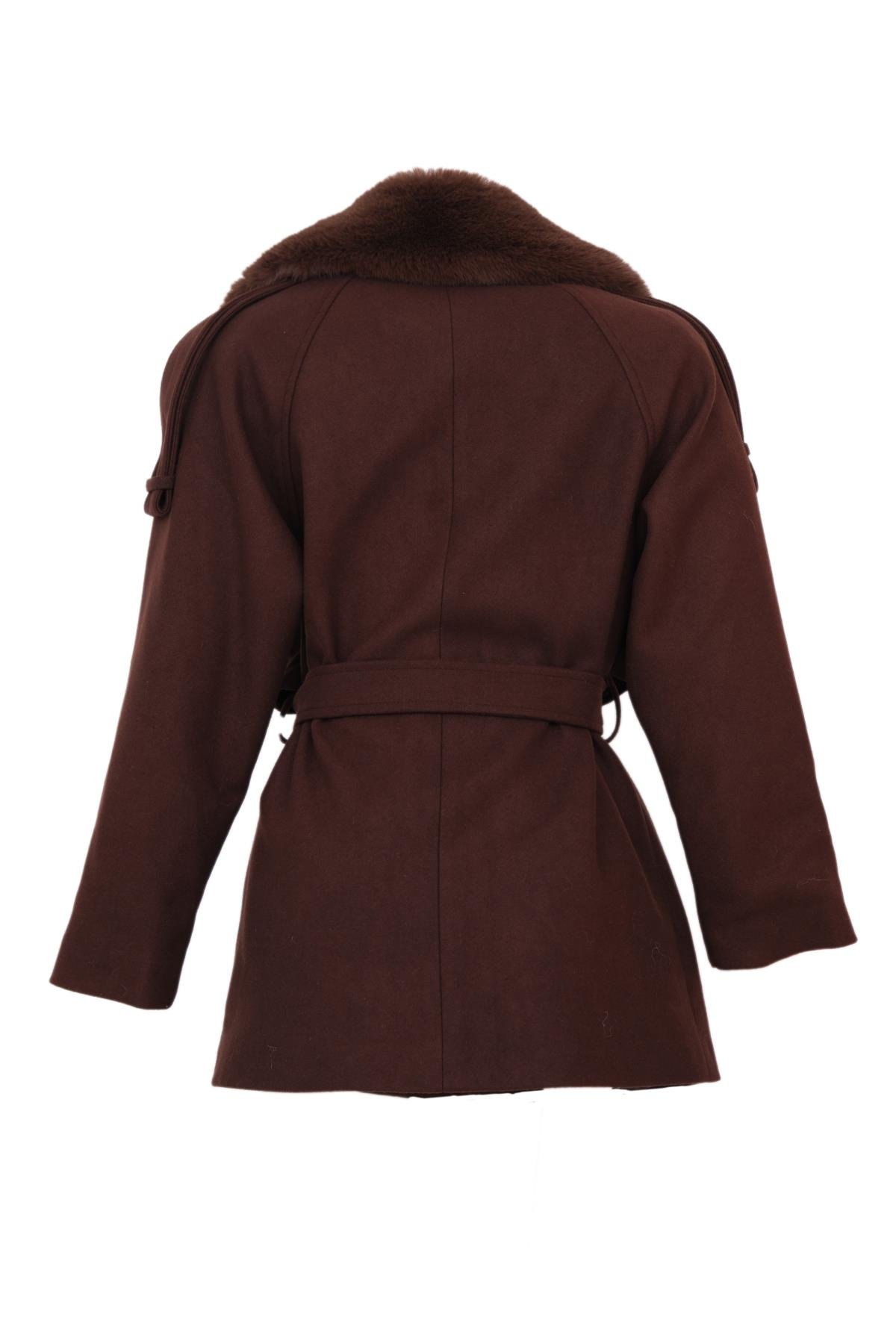 PEARLA Yakası Kürklü Kaban - Acı Kahve