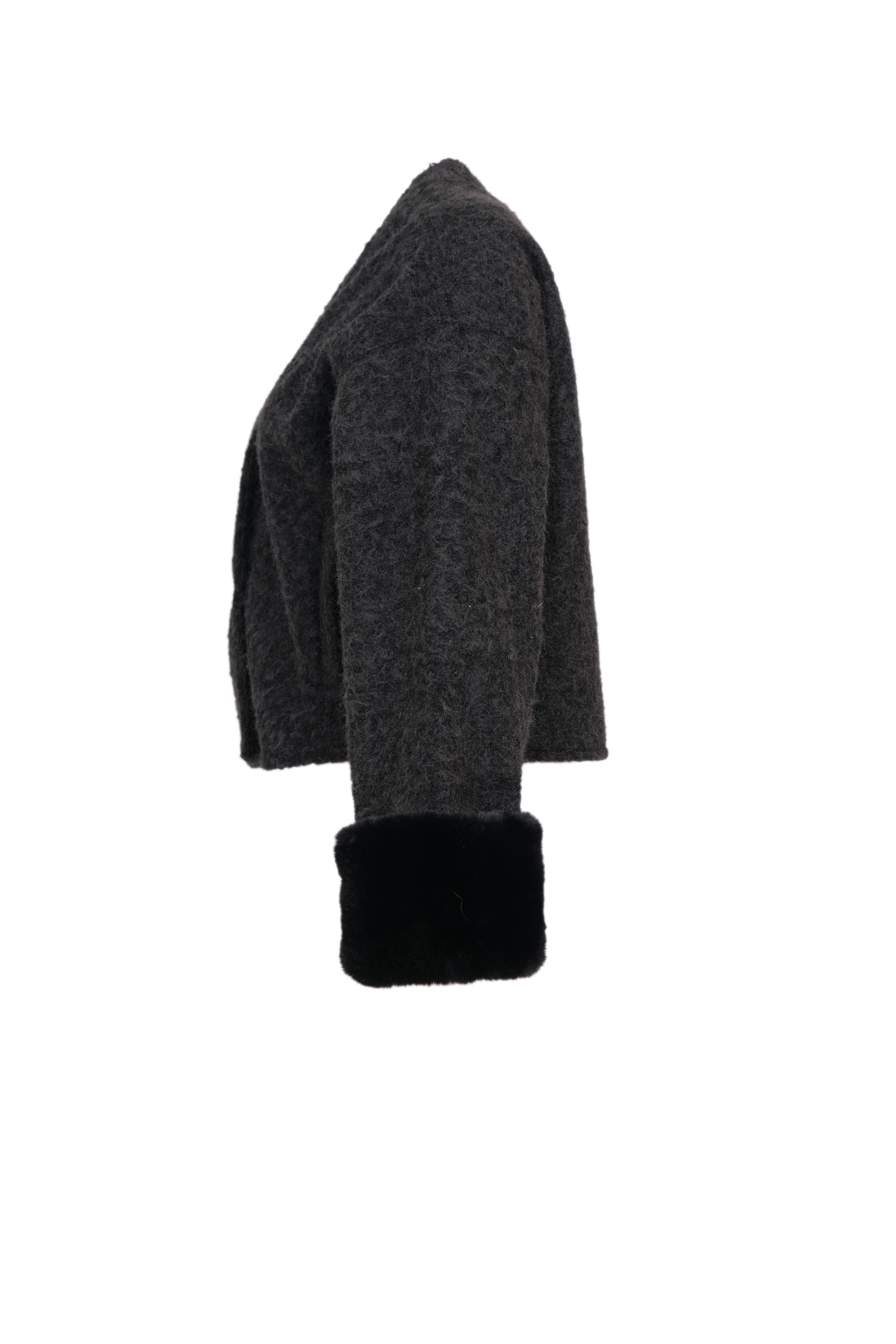 RUBA Kolları Kürklü Ceket - Siyah