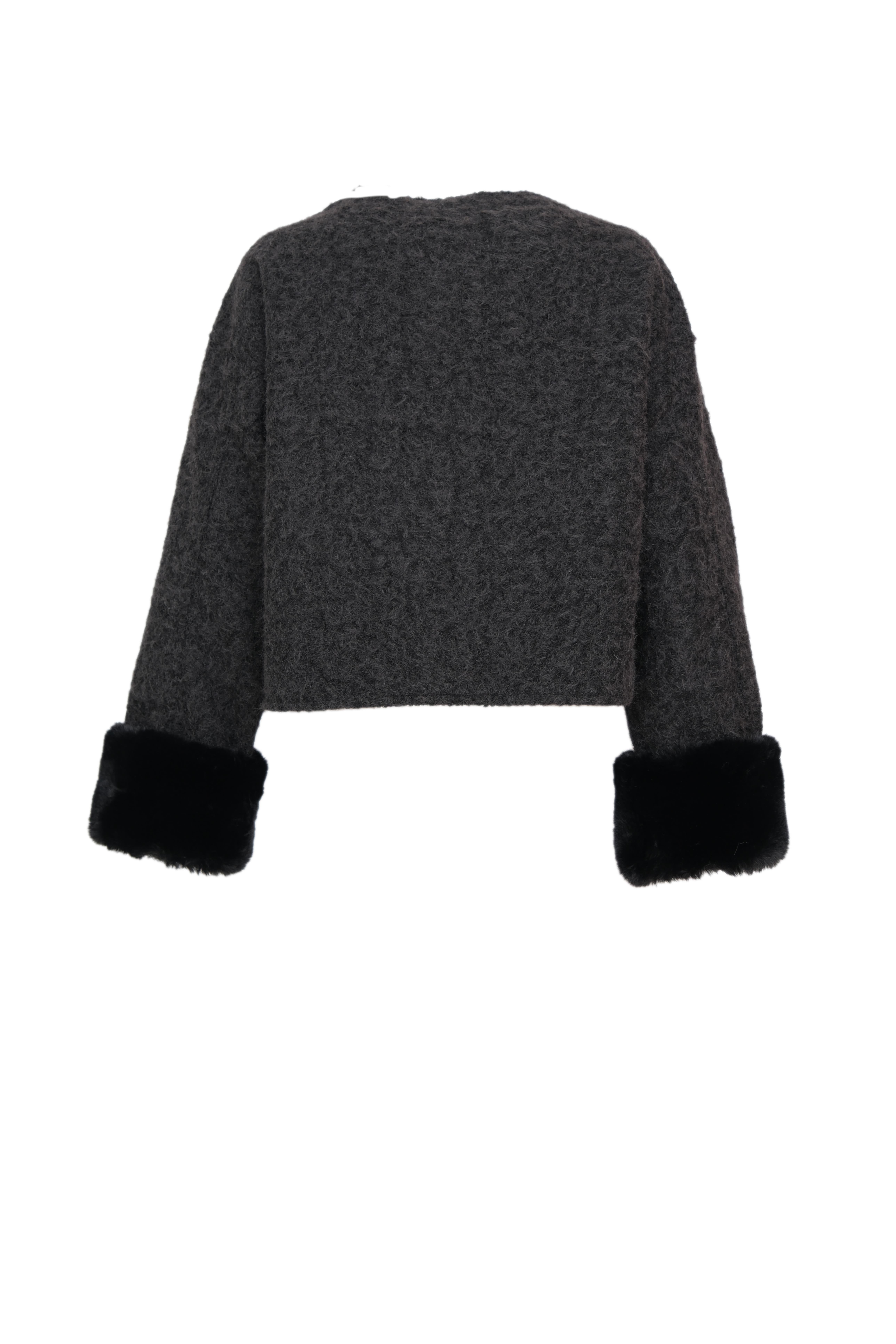 RUBA Kolları Kürklü Ceket - Siyah