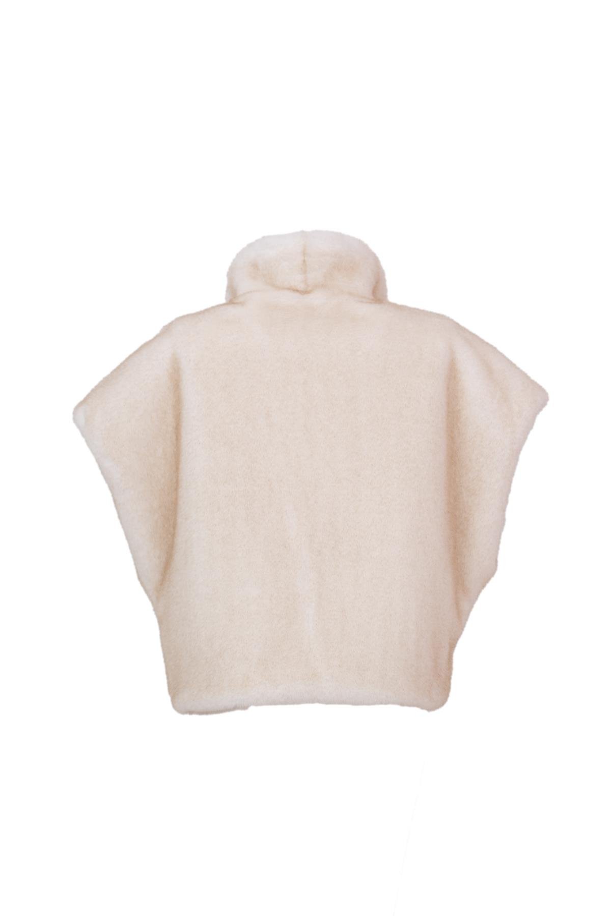 VELORA Suni Kürk Yelek - Bej