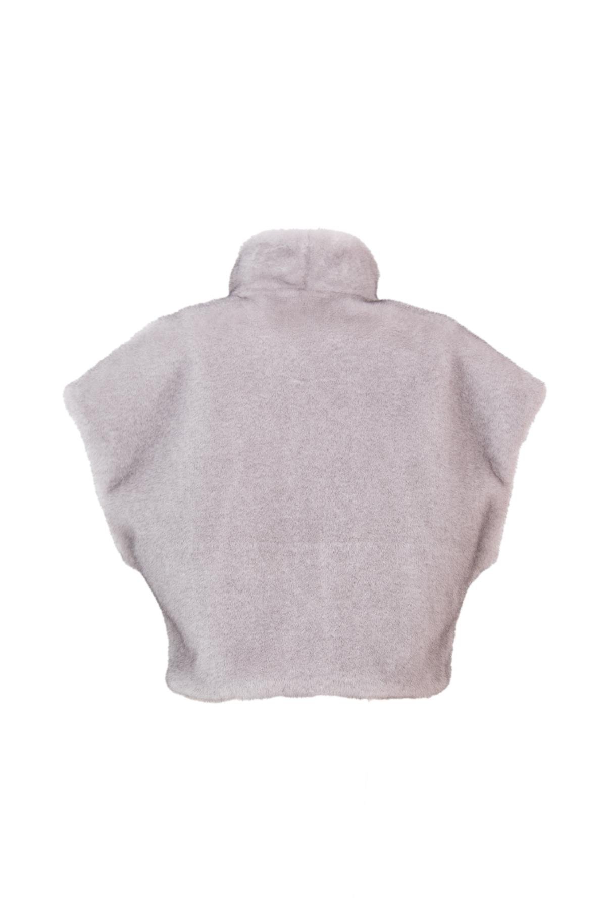 VELORA Suni Kürk Yelek - Gri