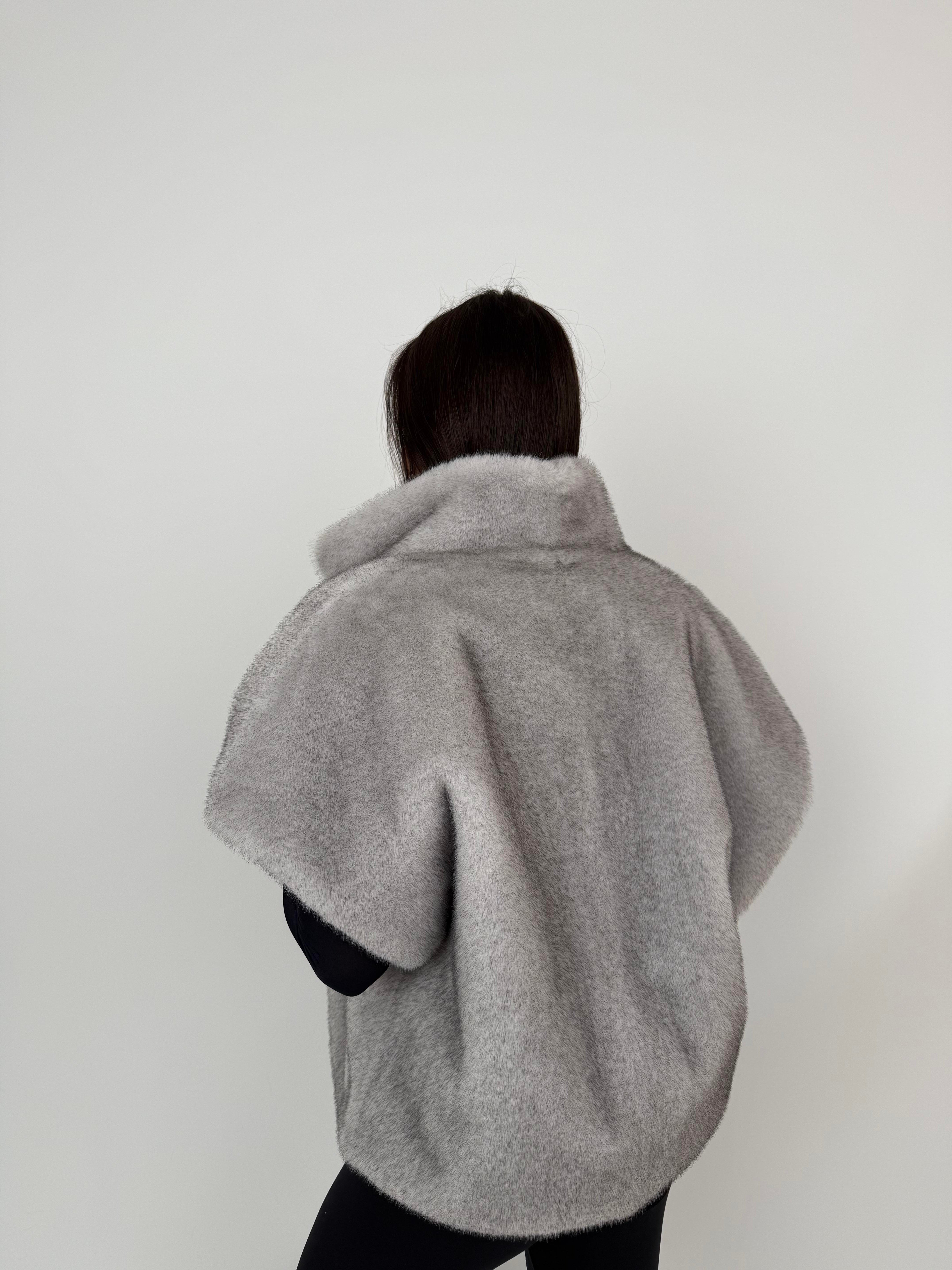 VELORA Suni Kürk Yelek - Gri