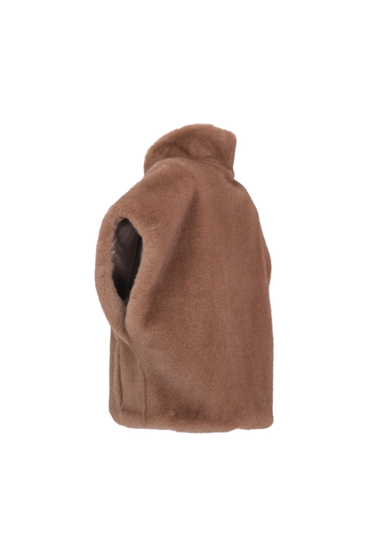 VELORA Suni Kürk Yelek - Vizon