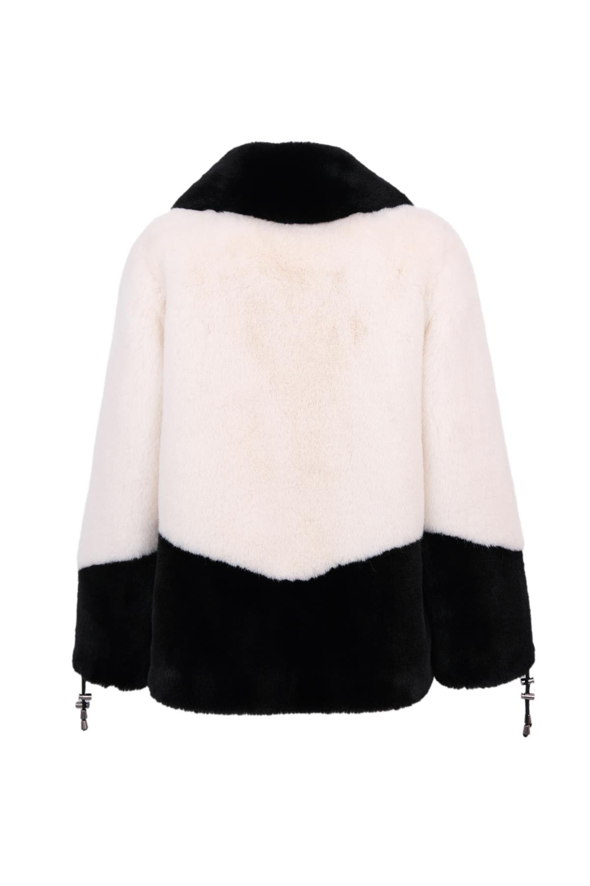 WANDA Suni Kürk Ceket - Siyah Beyaz