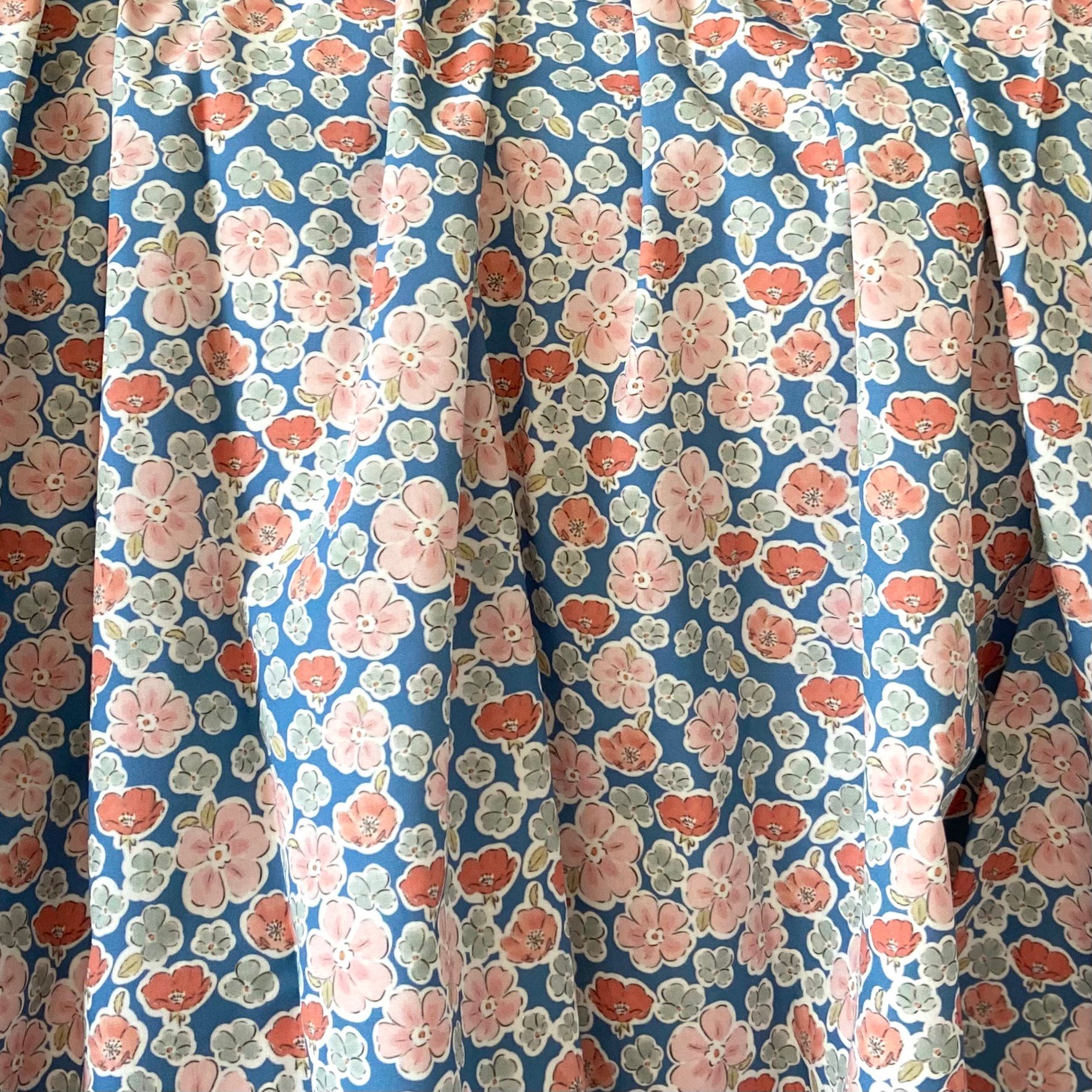Anemone  - Blue Poplin Kumaş