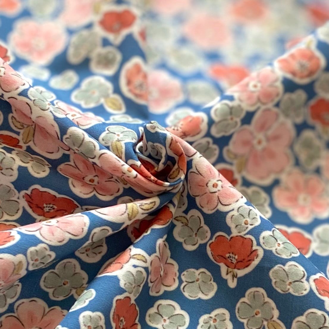 Anemone  - Blue Poplin Kumaş