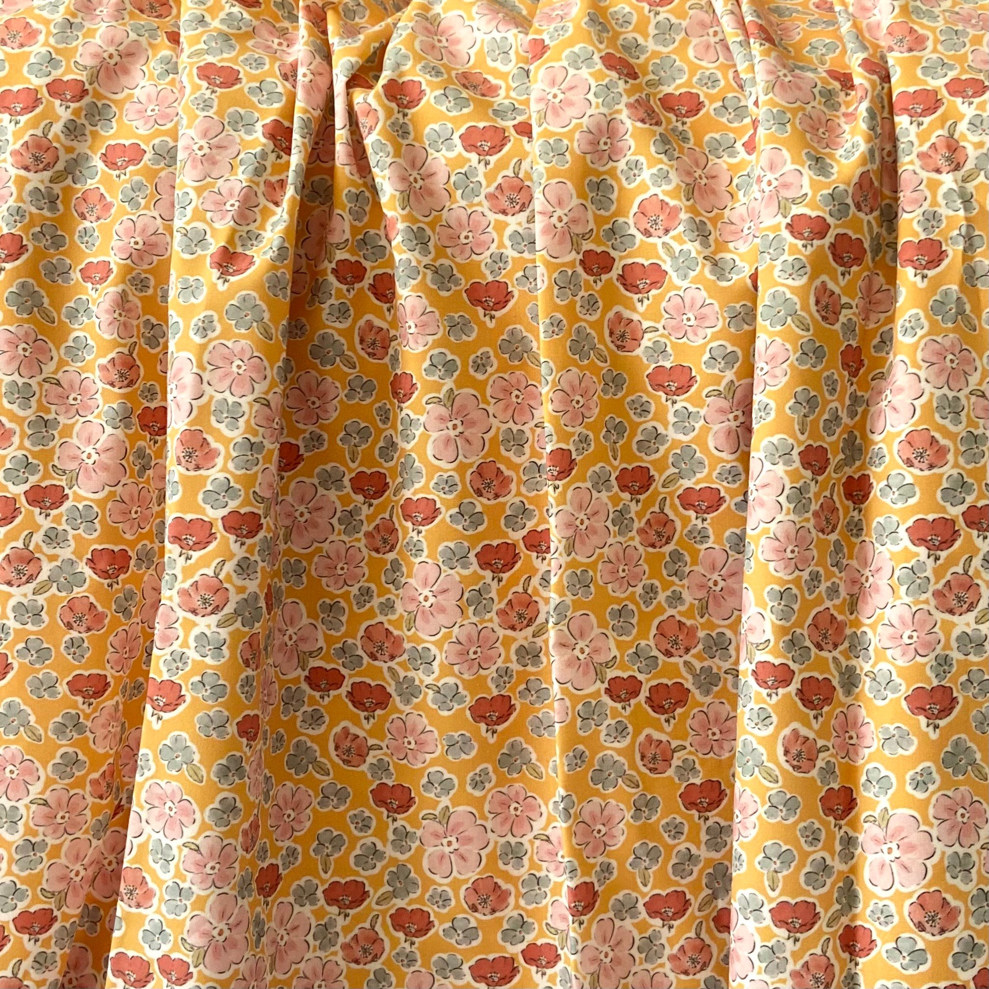 Anemone - Yellow Poplin Kumaş