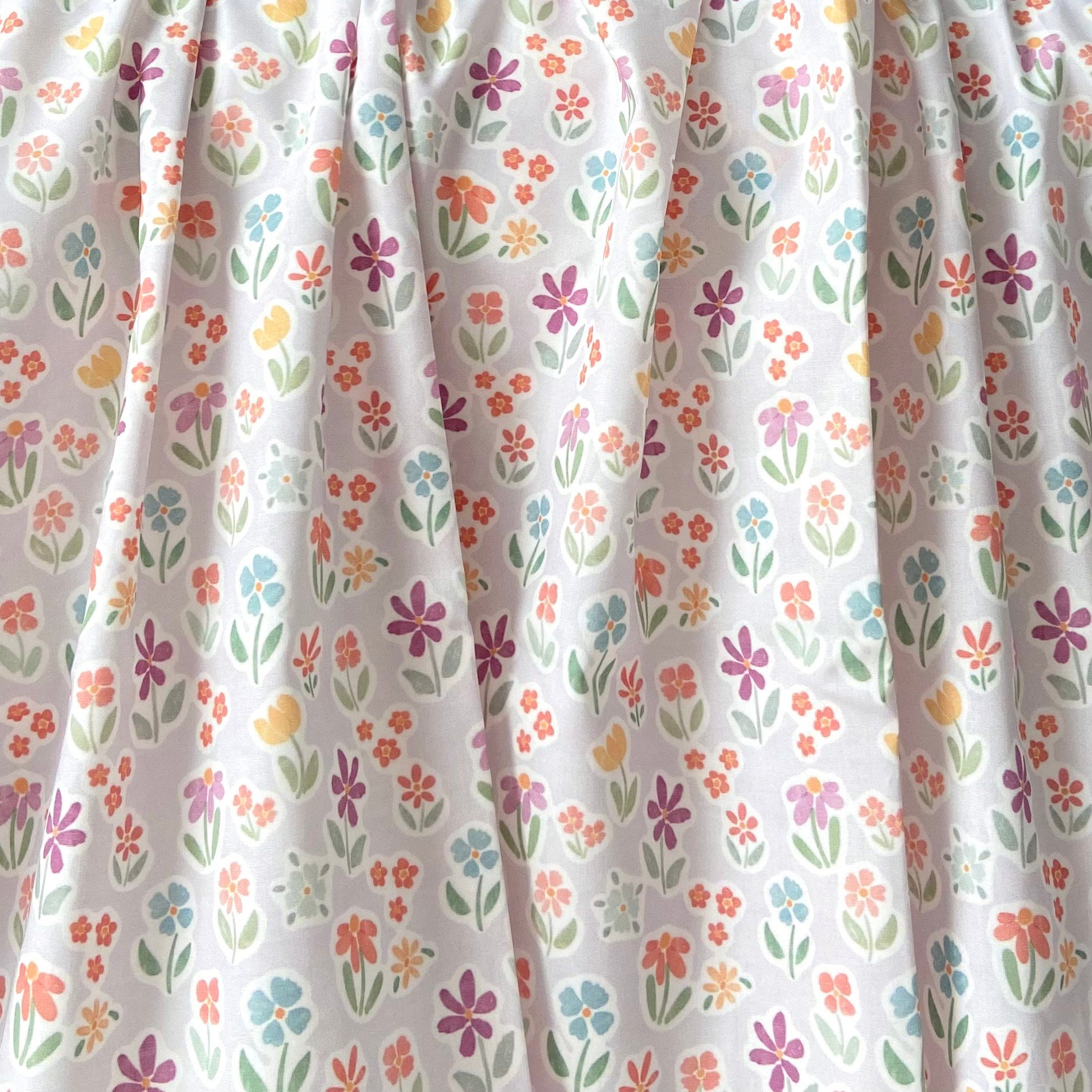 Aquarelle Flowers - Lilac Poplin Kumaş