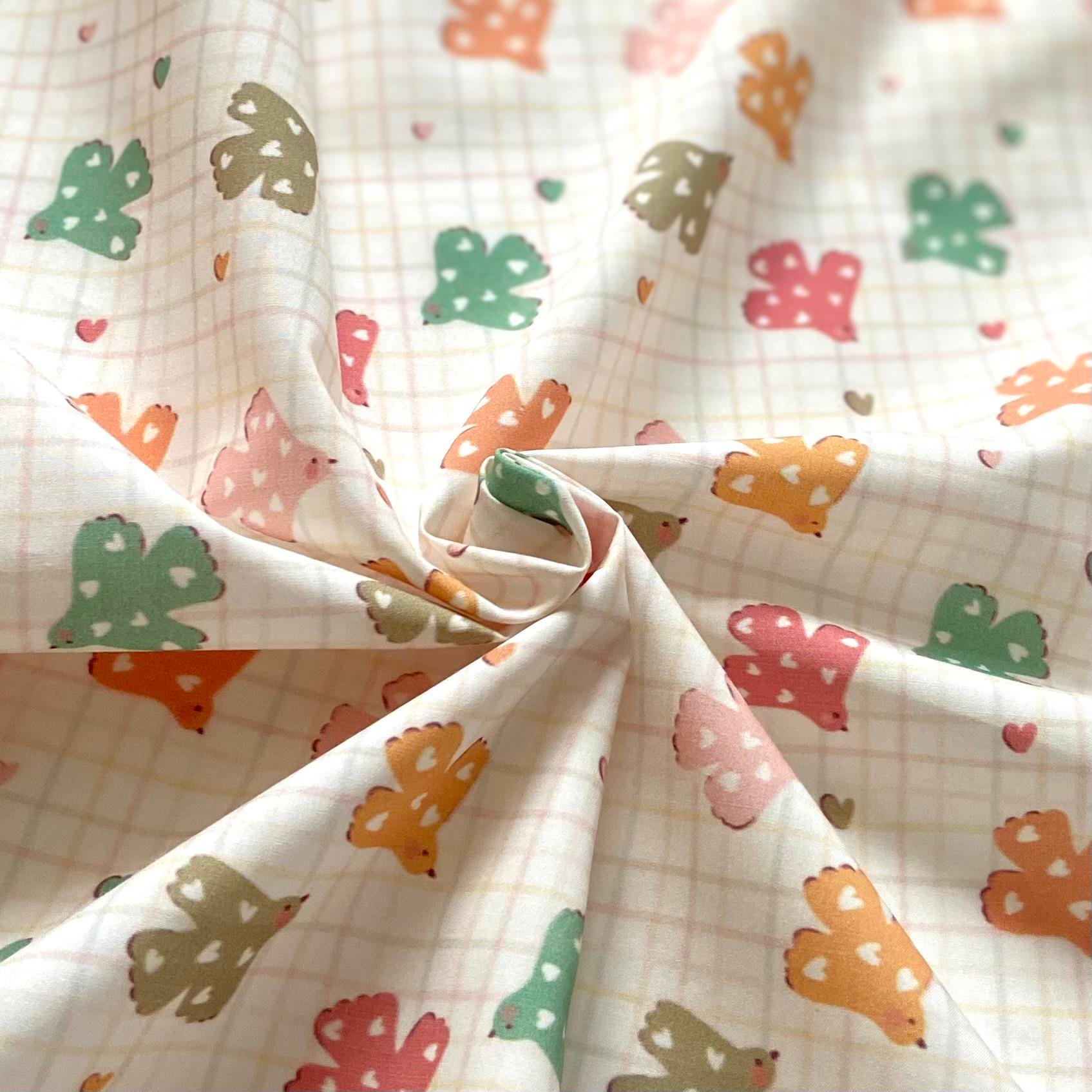 Birds Poplin Kumaş