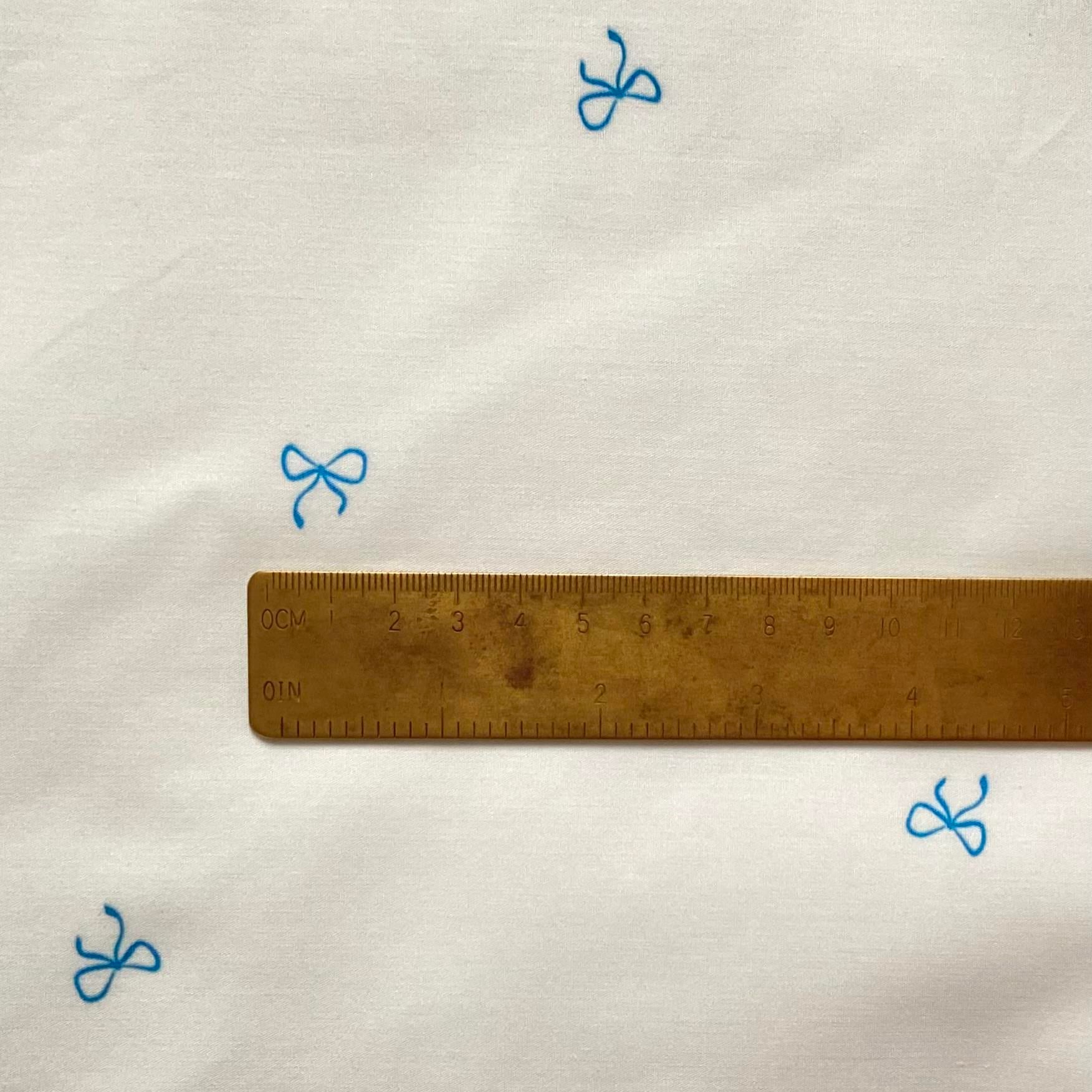 Blue Bows Poplin Kumaş