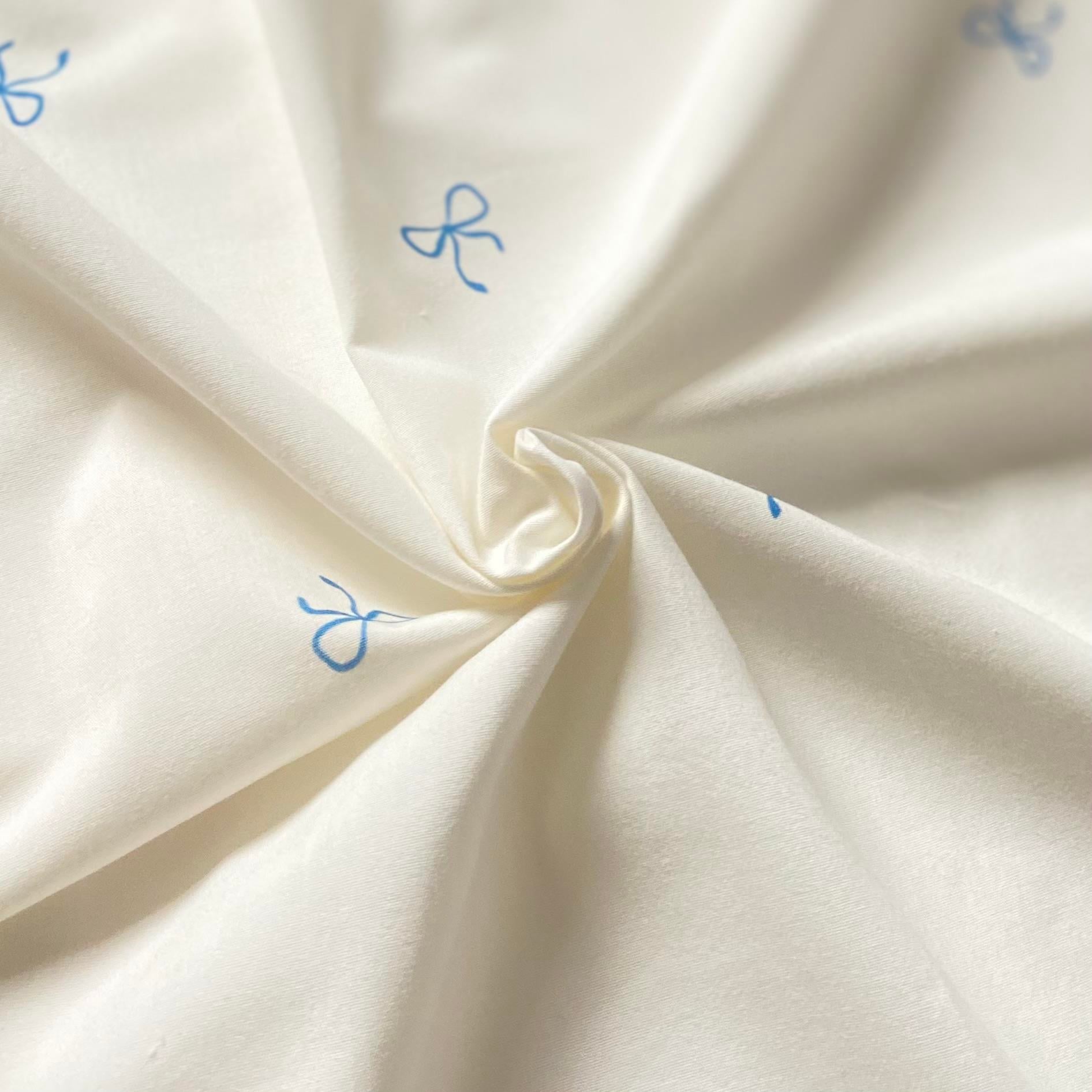 Blue Bows Poplin Kumaş